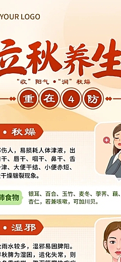 秋季养生立秋节气养生长图海报