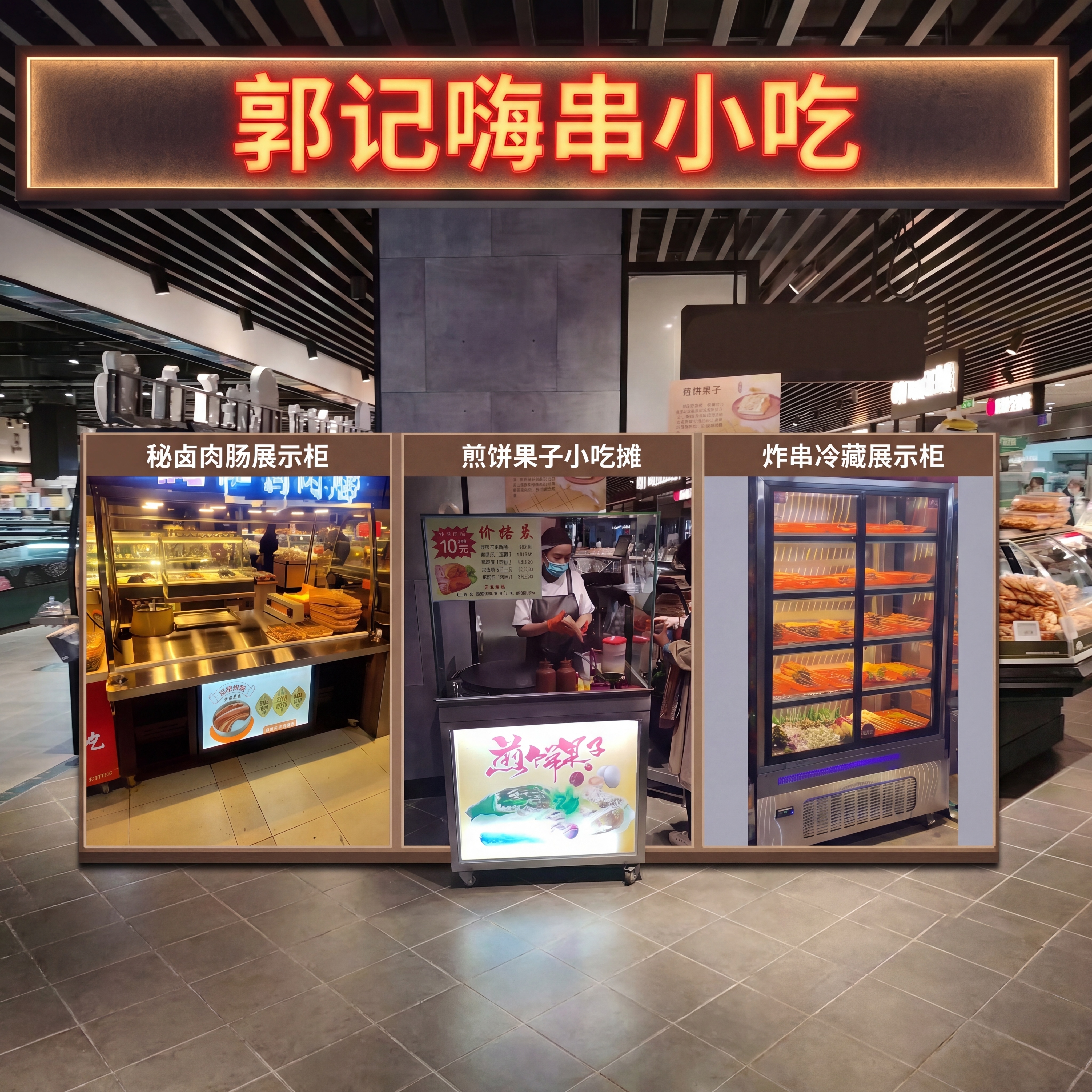 把第一张图片的背景替换成第二张图片的室内商场背景，保留原图片中… - 图片创意预览