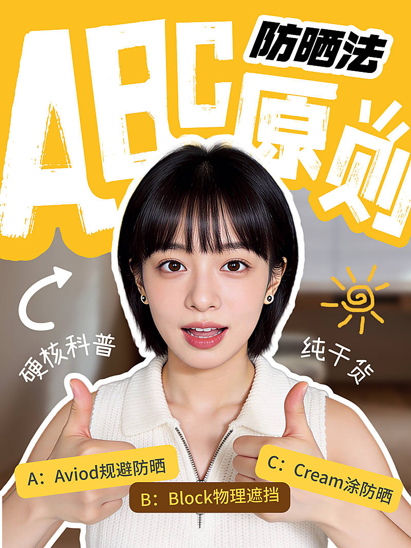 知识分享博主ABC原则防晒法人物小红书封面