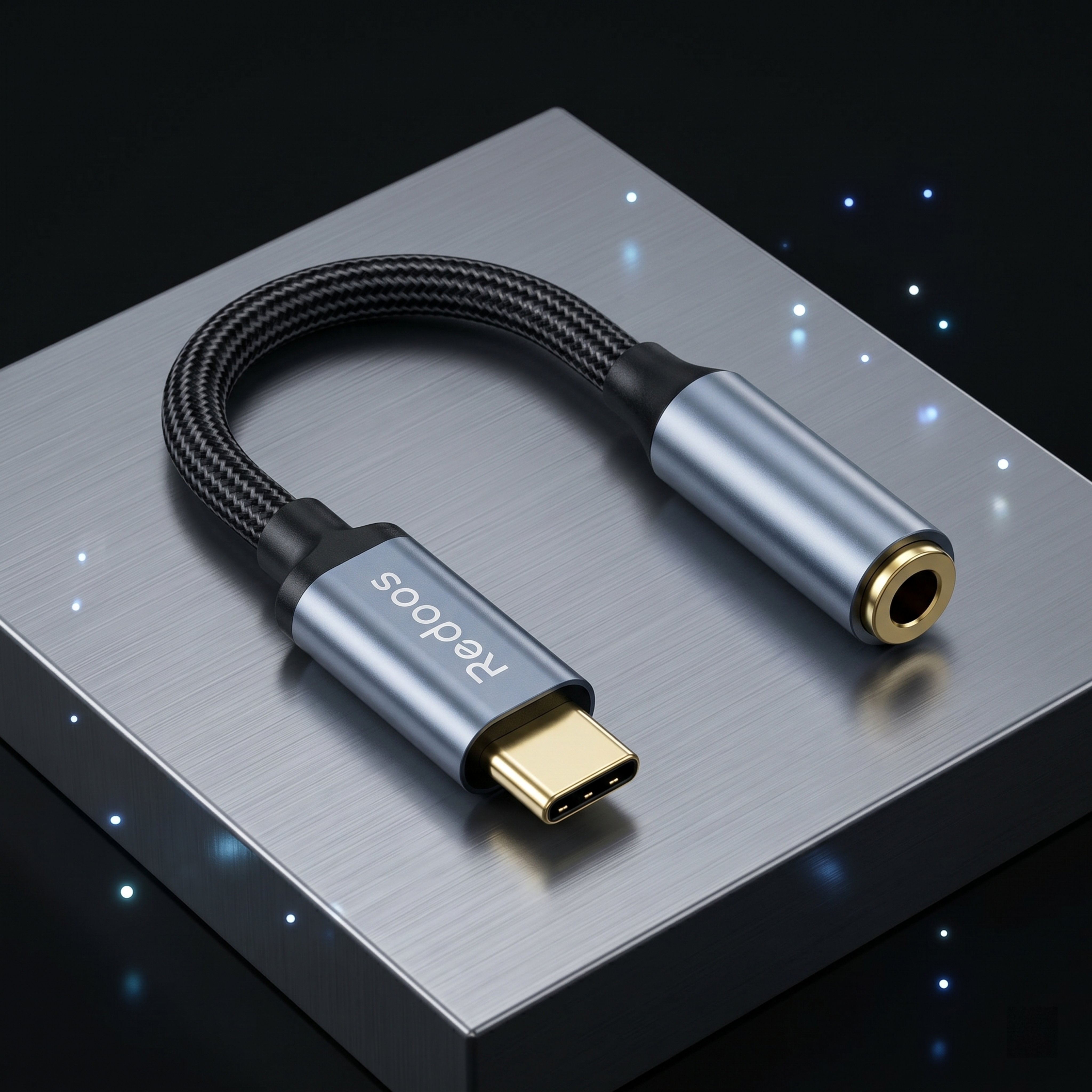 超写实商业产品摄影。 Type-C转3.5mm音频转接线严格参… - 图片创意预览