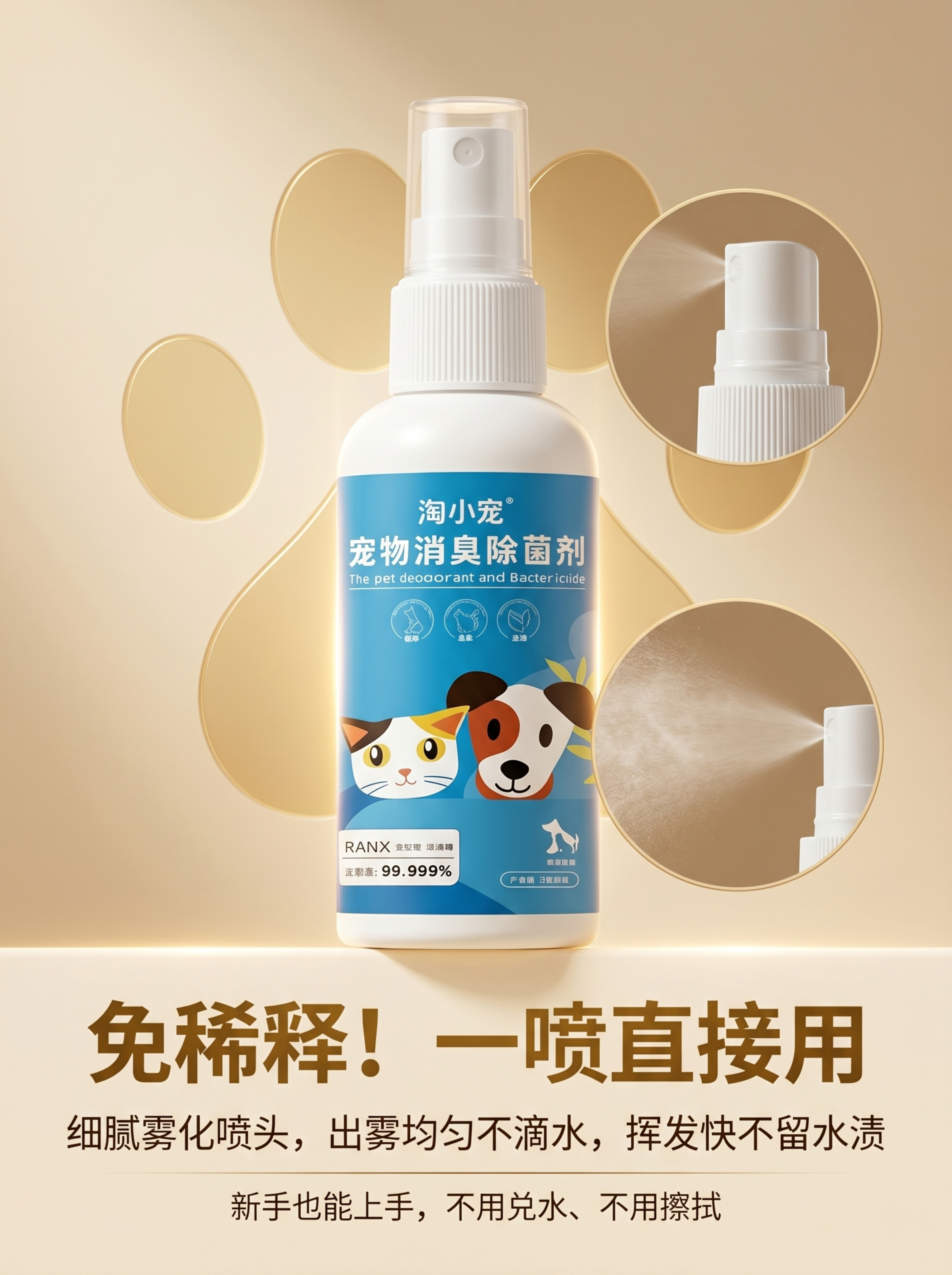 [主图4]使用体验便捷省心宠物除臭喷雾主图；[氛围风格]轻奢温… - 图片创意预览