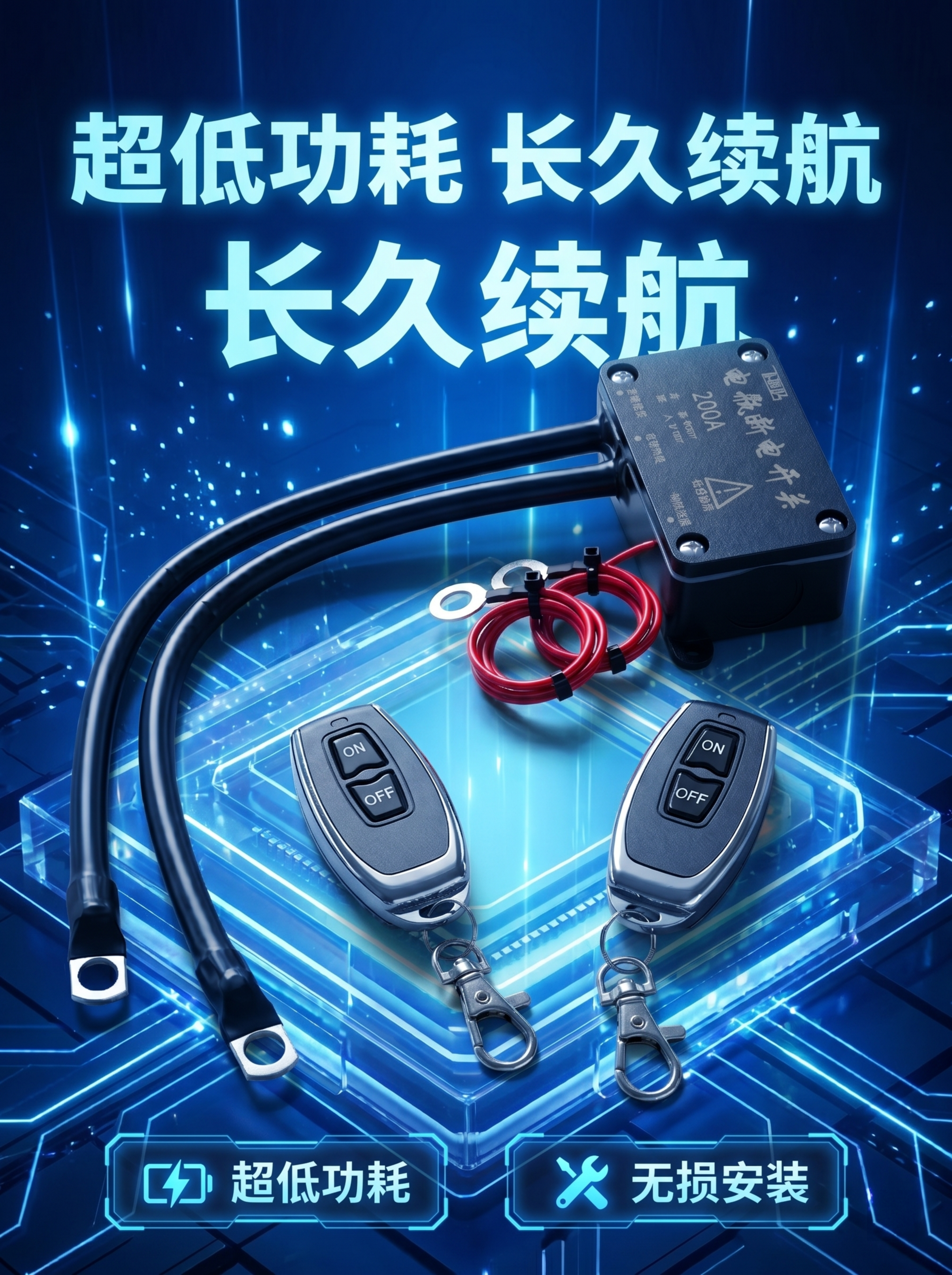 基于原图，生成科技感风格电商主图，突出产品超低功耗卖点，背景为… - 图片创意预览