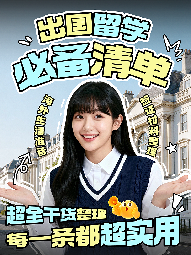 海外出国留学生行前必备清单干货实用指南小红书封面