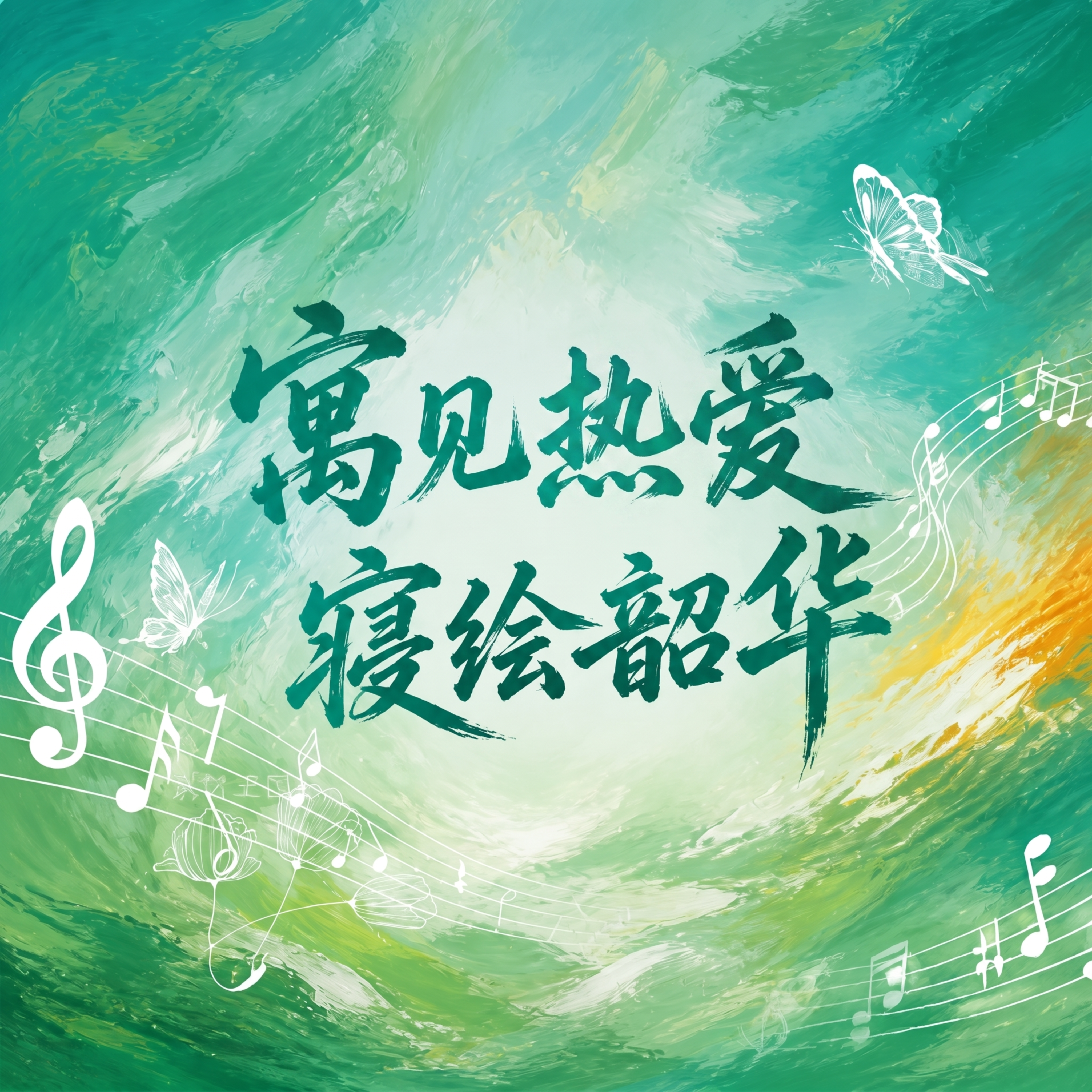 将图片上的原有文字替换为'寓见热爱 寝绘韶华'，保持原有的书法… - 图片创意预览
