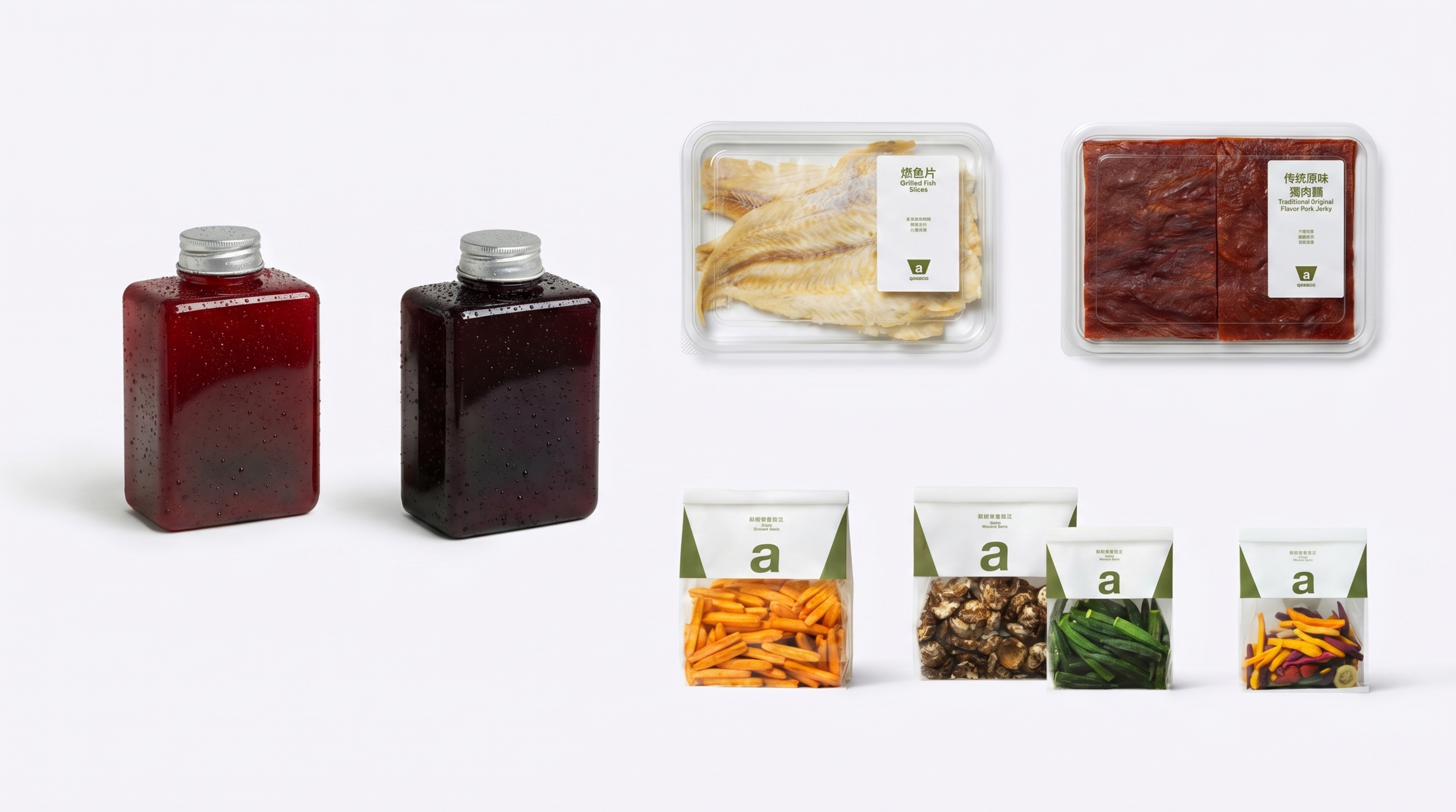 超写实食品电商场景摄影。将背景修改为纯白色，主体：三种食品饮料… - 图片创意预览