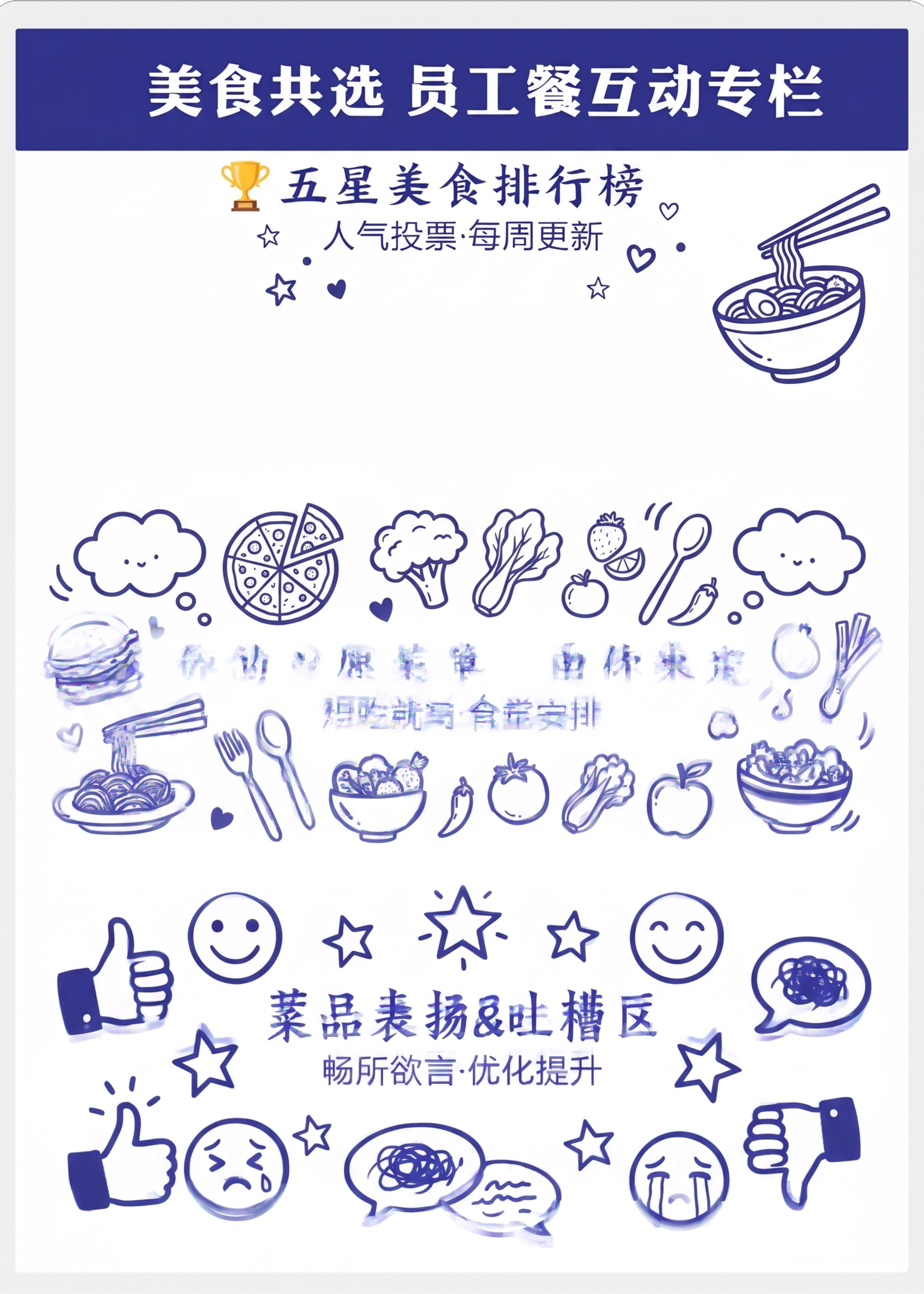 在图片中每个模块文字旁边添加活泼的小图案和小元素，在五星美食排… - 图片创意预览