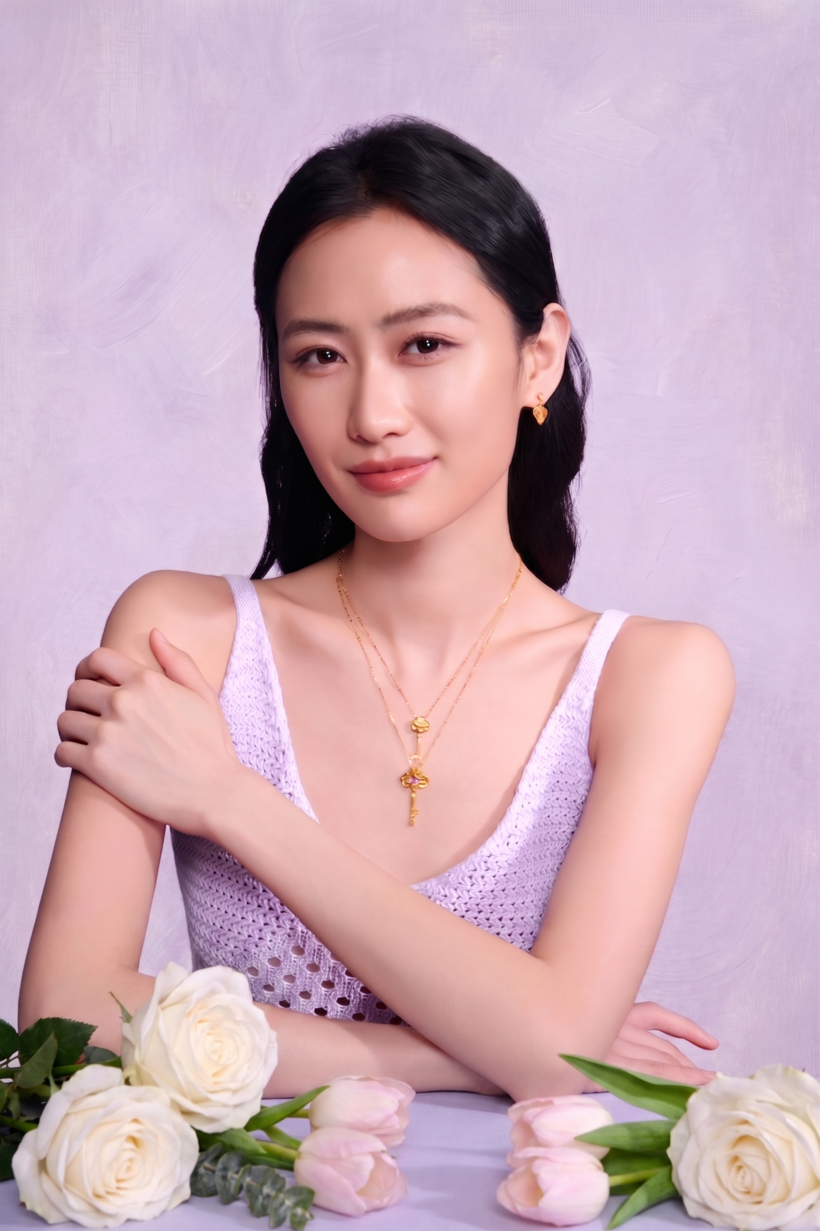 将桌面上的小菊花替换为花型更简约的花卉（如白色或淡粉色玫瑰、郁… - 图片创意预览
