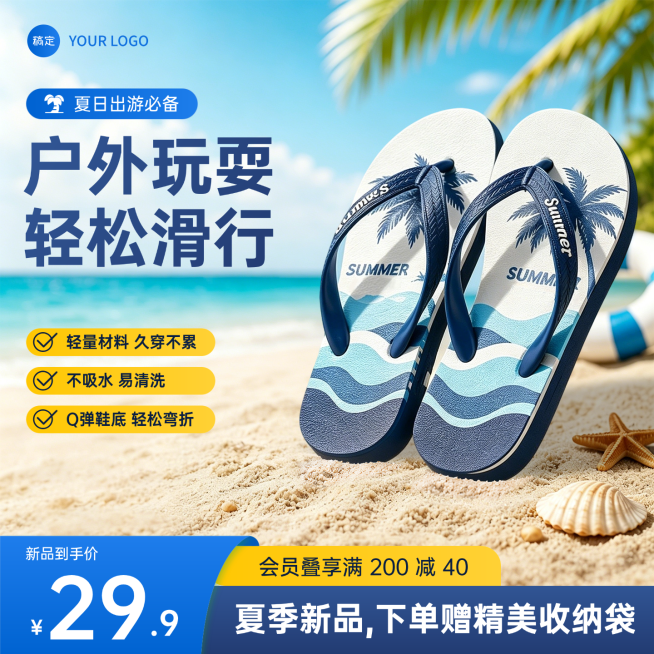拖鞋人字拖夏季鞋包服饰电商零售主图直通车预览效果