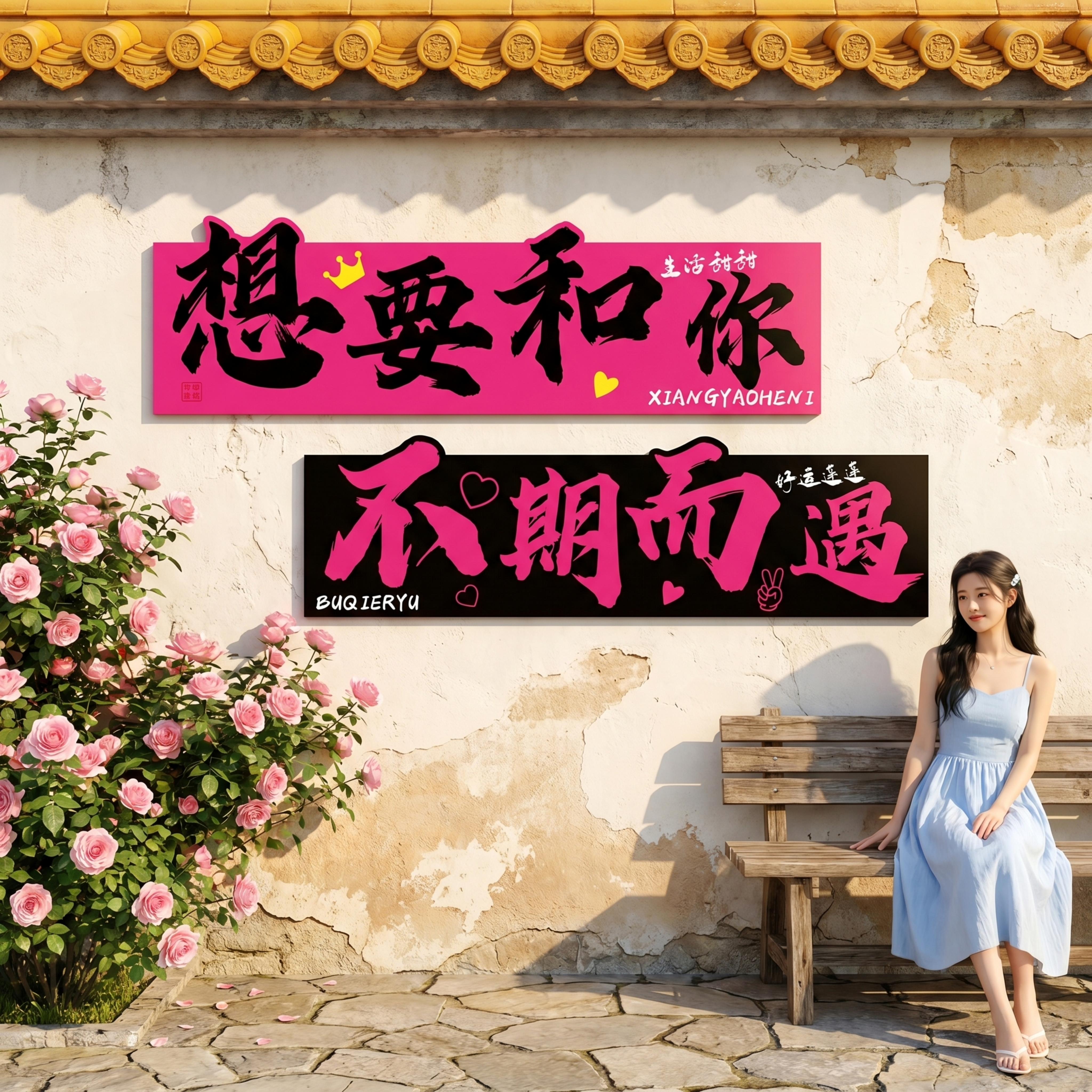 艺术字装饰牌，严格参照上传产品图image1，完整保留所有可见… - 图片创意预览