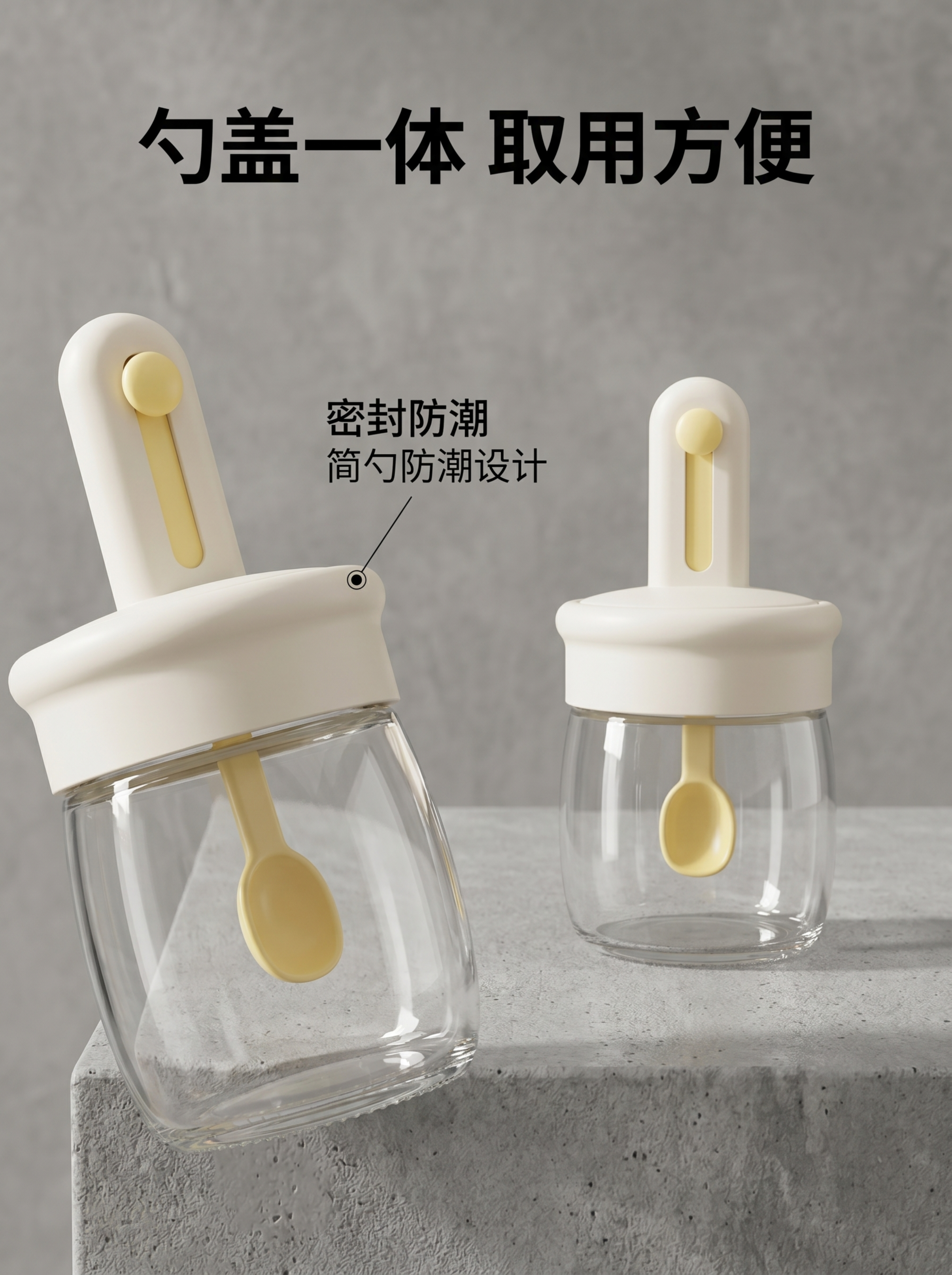 拼多多商品详情图，竖版比例3:4，基于原图调料罐产品，换灰色水… - 图片创意预览