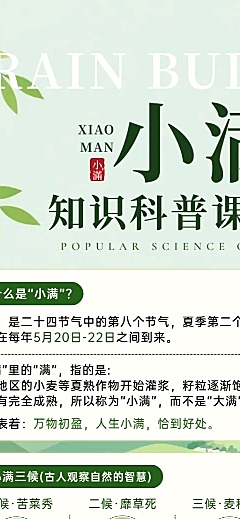 小满节气养生知识科普清新感长图海报AIGC