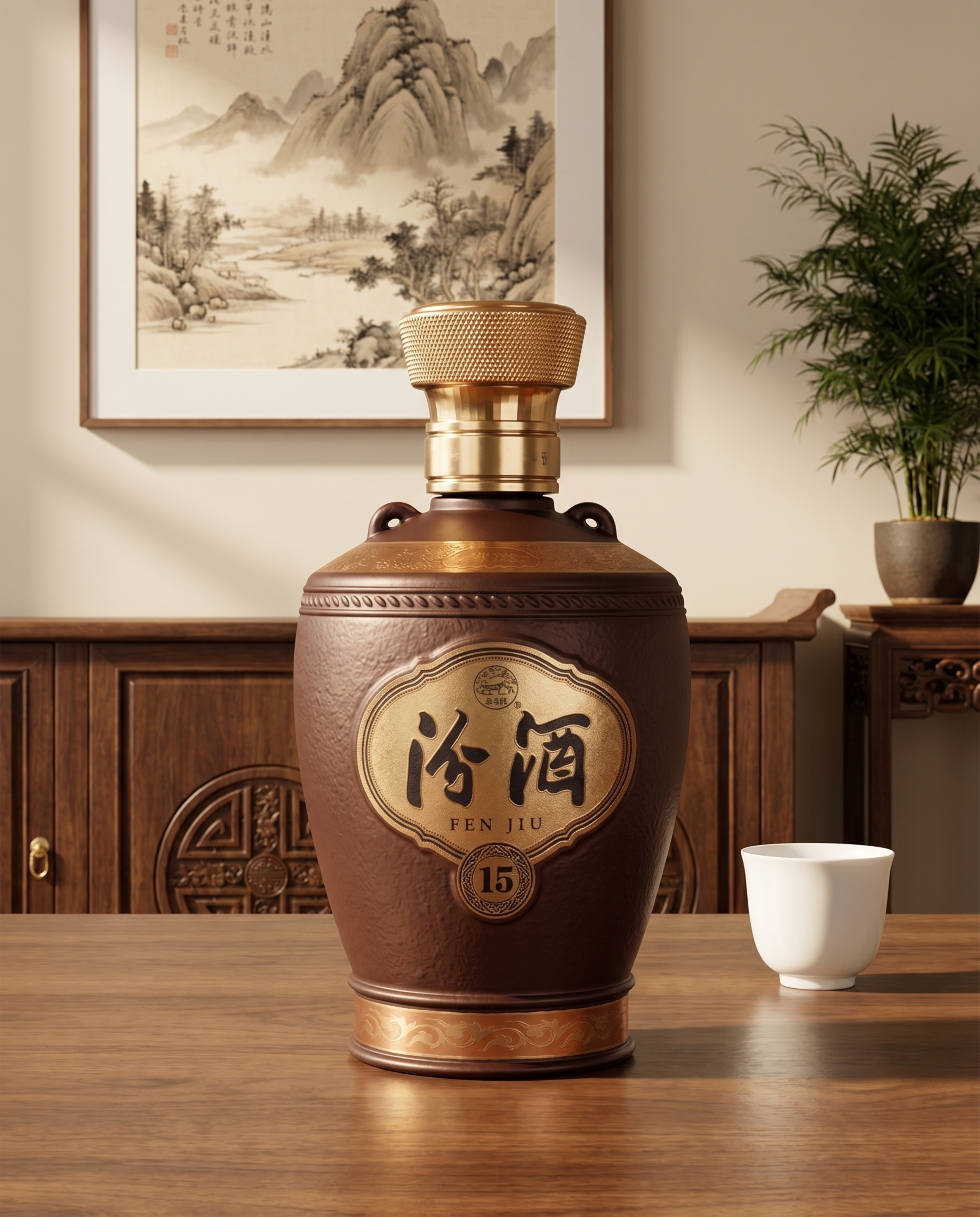超写实商业产品摄影。 主体：白酒瓶严格参照上传图1，完整保留所… - 图片创意预览