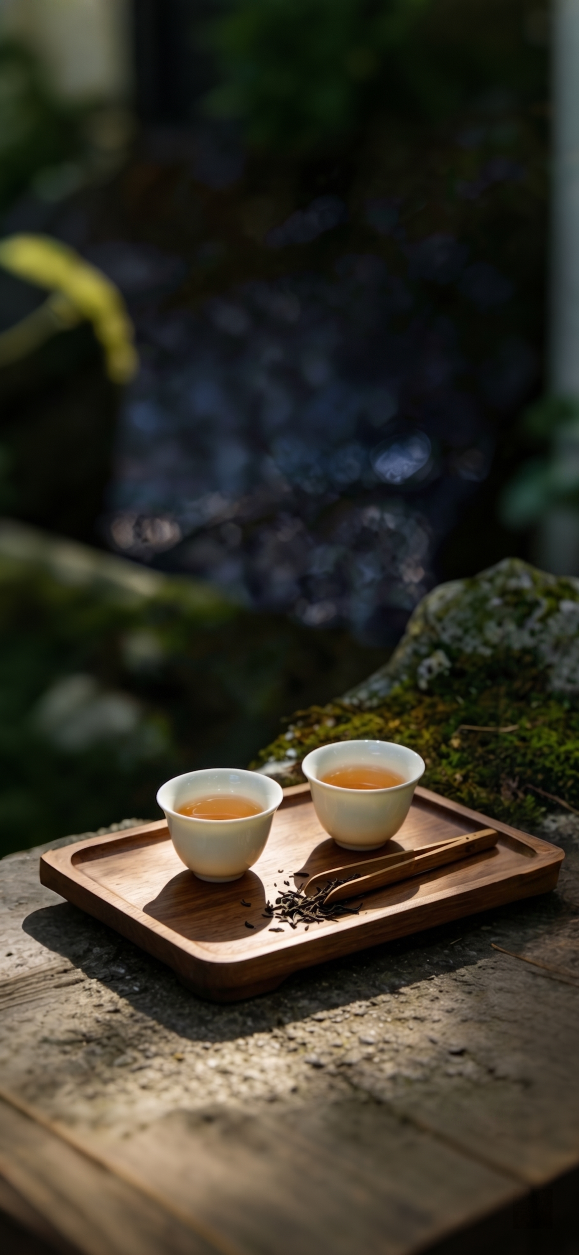 去掉图片右侧的风灯和蜡烛，保留其余内容不变，保持原有的户外青苔… - 图片创意预览