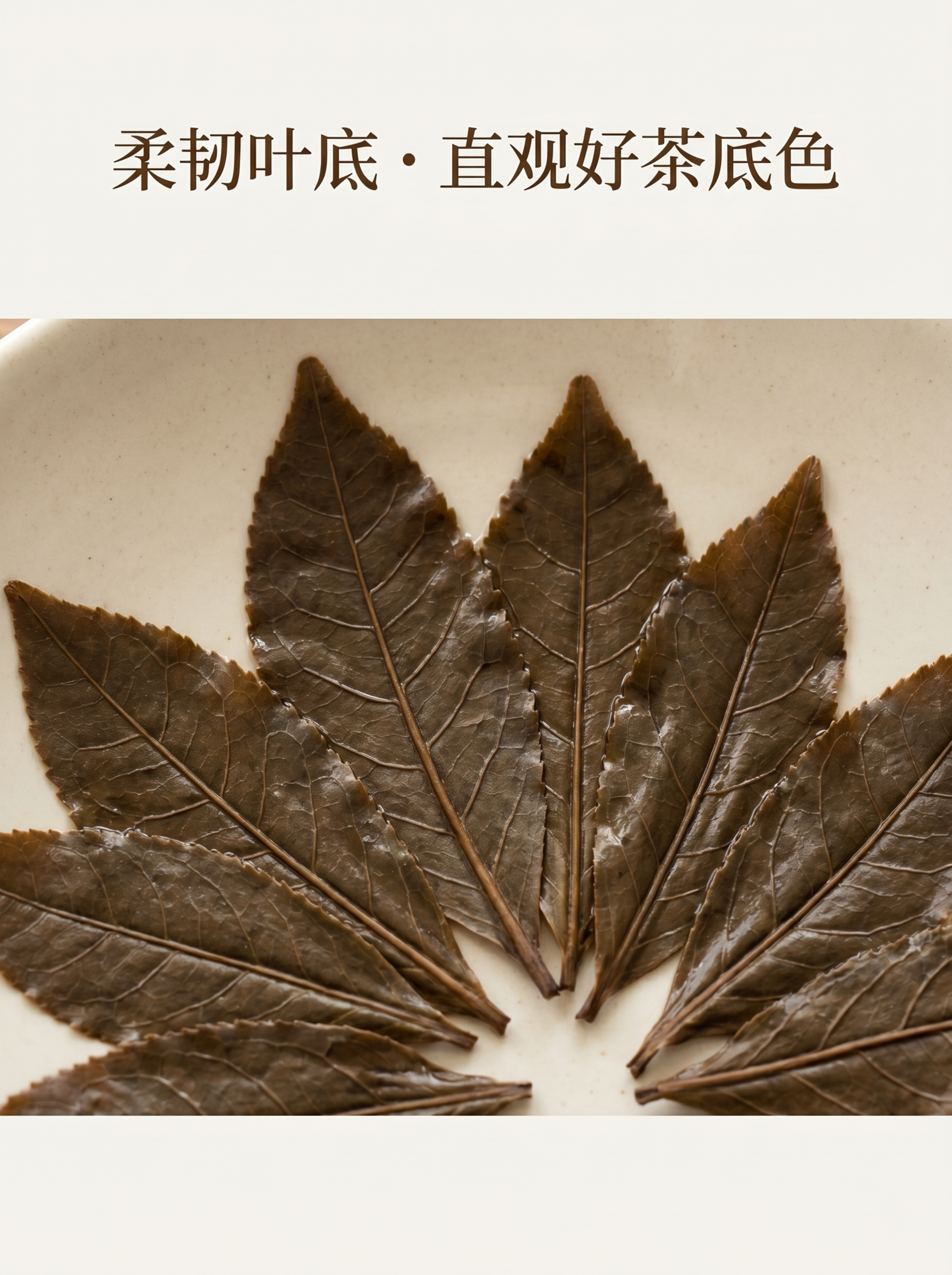 老树红茶舒展叶底高清特写，自然光实拍，摊开的完整叶底，叶脉清晰… - 图片创意预览