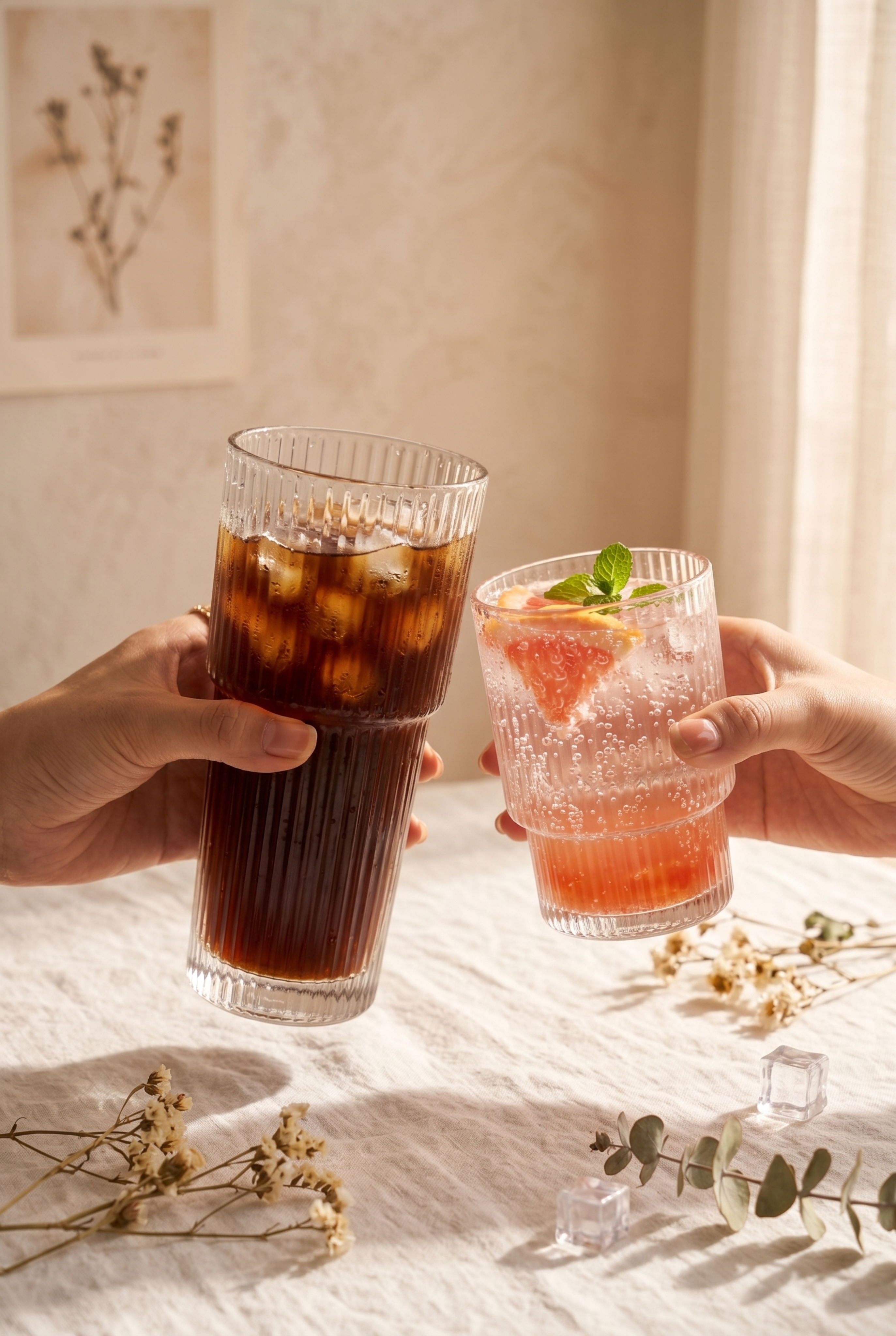 216T竖纹中杯+208T竖纹矮杯, 一杯装冰美式，一杯装西柚… - 图片创意预览