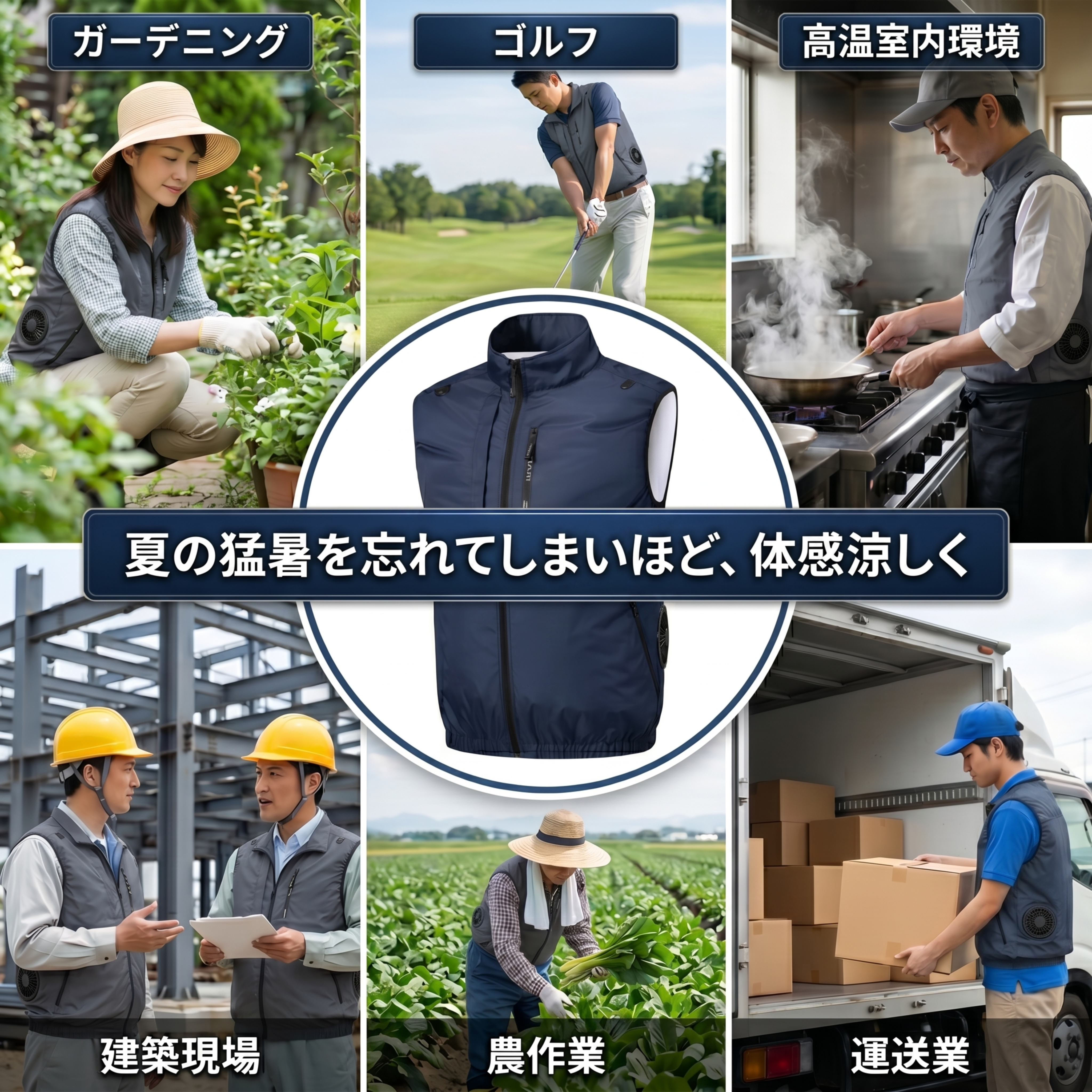 将图中中间圆形区域的灰色衣服替换成图二的深蓝色衣服，保持衣服款… - 图片创意预览