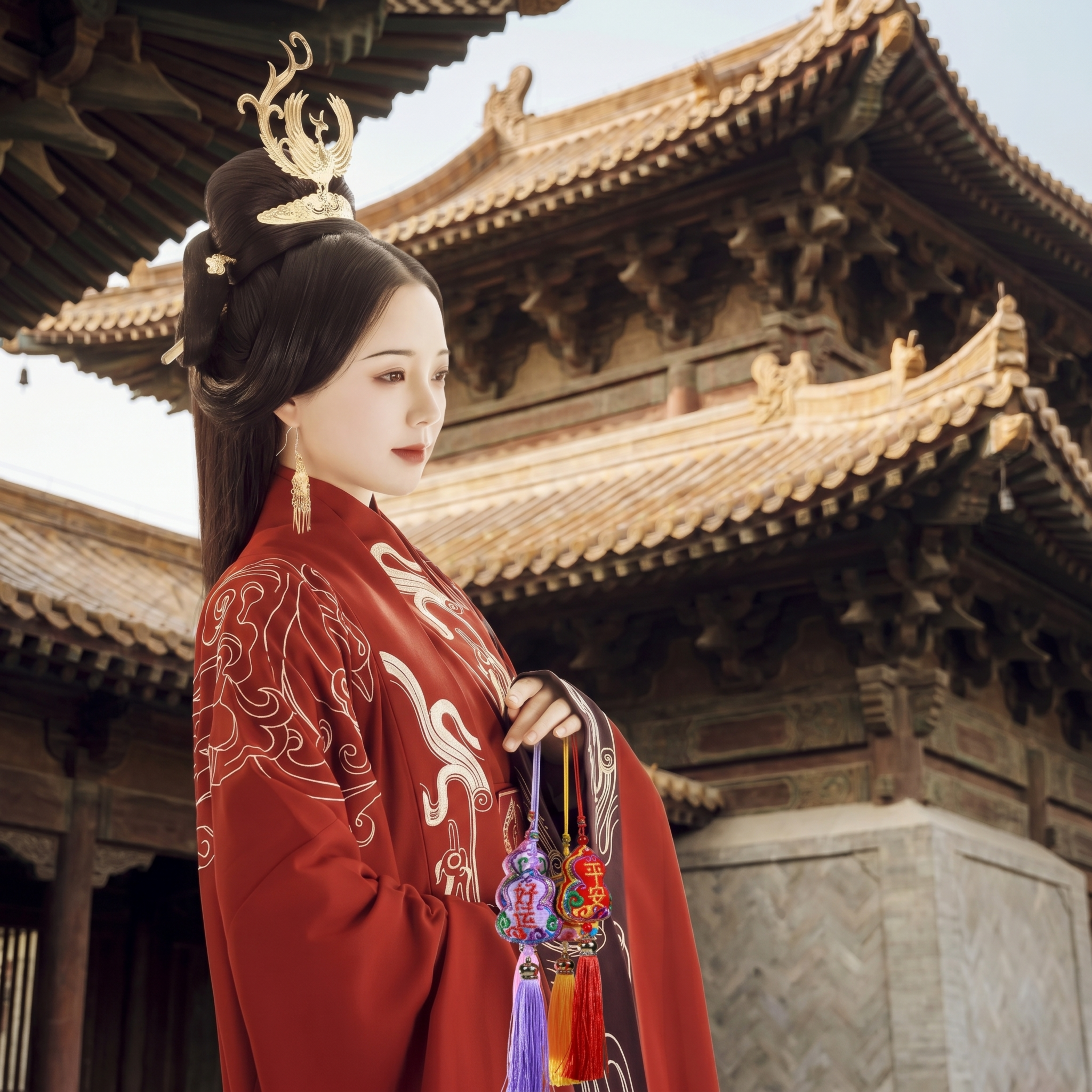 国风海报，绝色佳人，古装美人，参考图[image1]的人物，手… - 图片创意预览