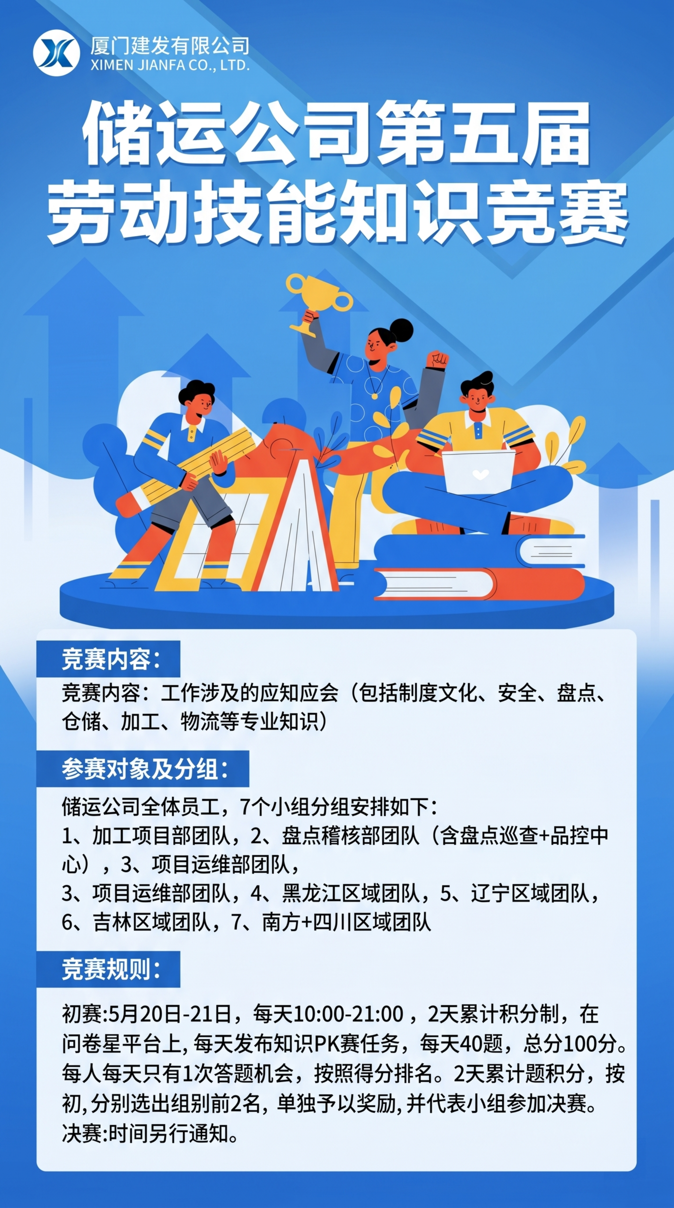 基于原图，修改为蓝色扁平风竖版竞赛海报，更换顶部LOGO为厦门… - 图片创意预览