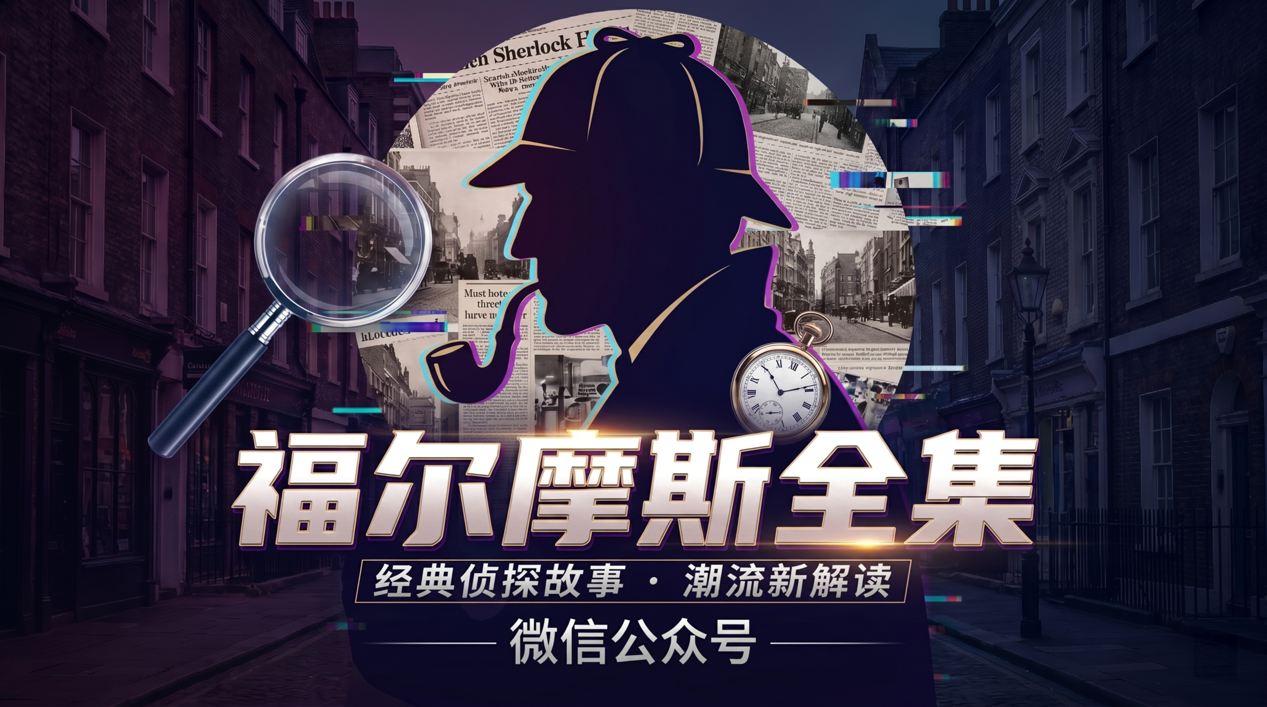 将放大镜放到海报的左侧，不要遮挡人物脸部，保持整体福尔摩斯全集… - 图片创意预览