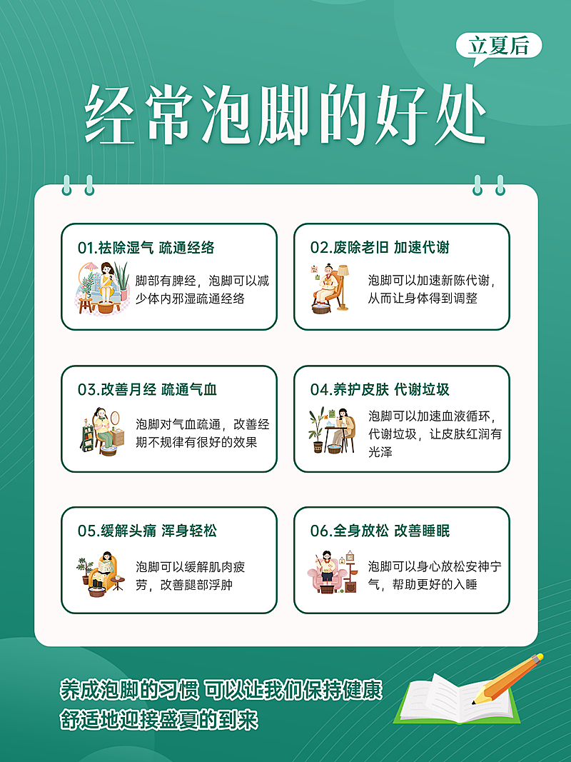 立夏大健康美业小tips知识科普简约绿色小红书海报