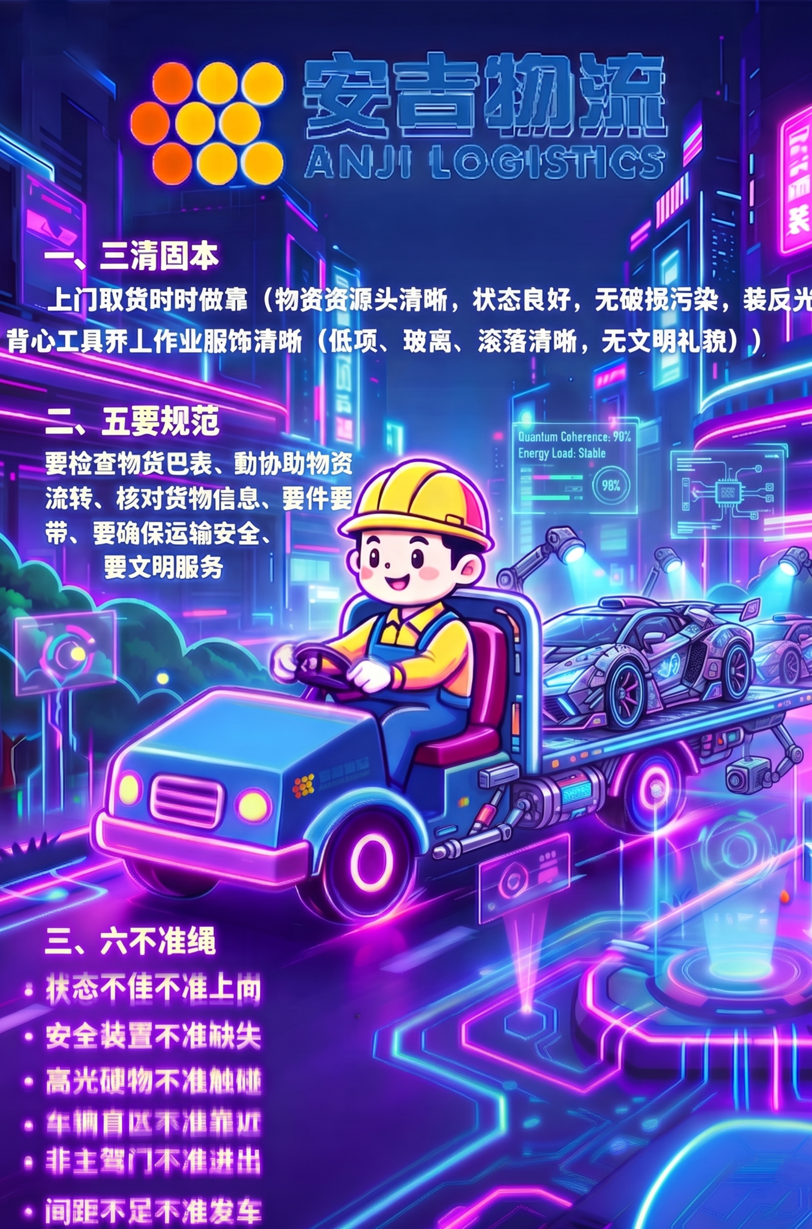 把拖车上运输的汽车部分修改得更帅更炫酷，保持赛博霓虹风格，增加… - 图片创意预览