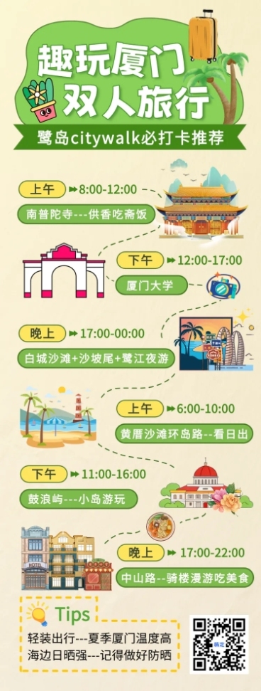 旅行夏季厦门长图旅游攻略双人热门预览效果