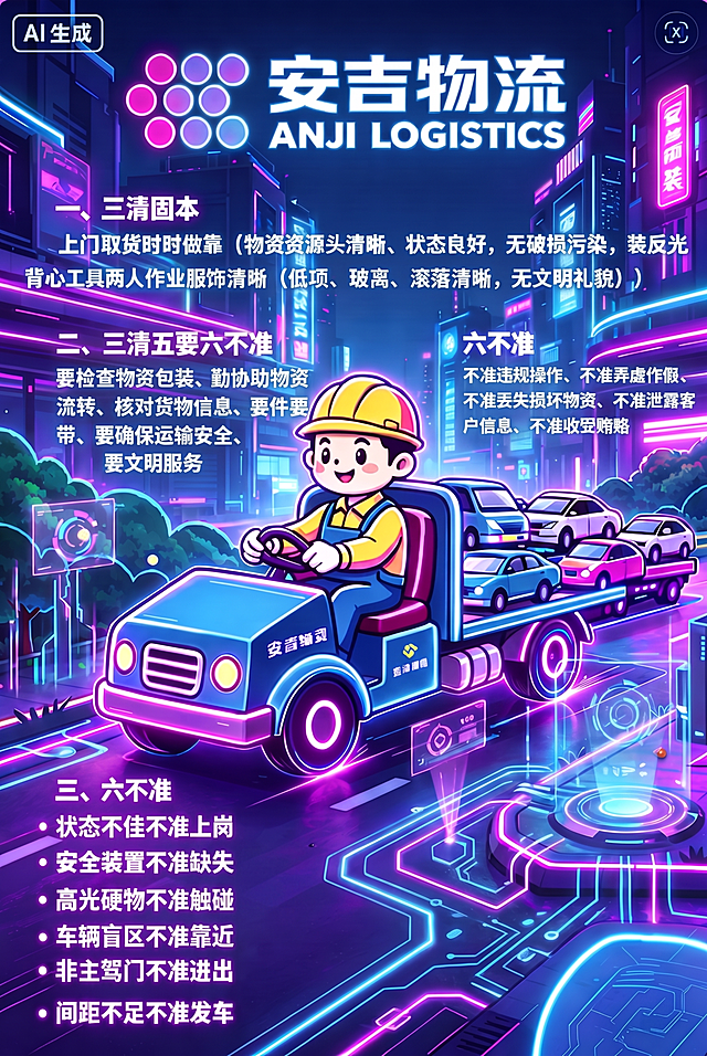 替换图片最下方"六不准"的内容为：
状态不佳不准上岗
安全装置不准缺失
高光硬物不准触碰
车辆盲区不准靠近
非主驾门不准进出
间距不足不准发车
保持原有赛博霓虹风格，其他内容全部不变