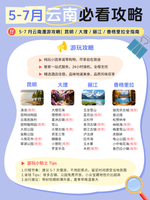 夏季云南旅游团建攻略分享小红书封面预览效果