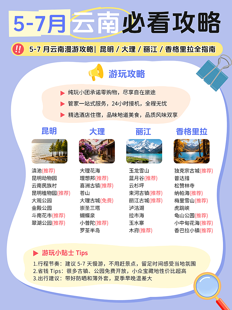 夏季云南旅游团建攻略分享小红书封面