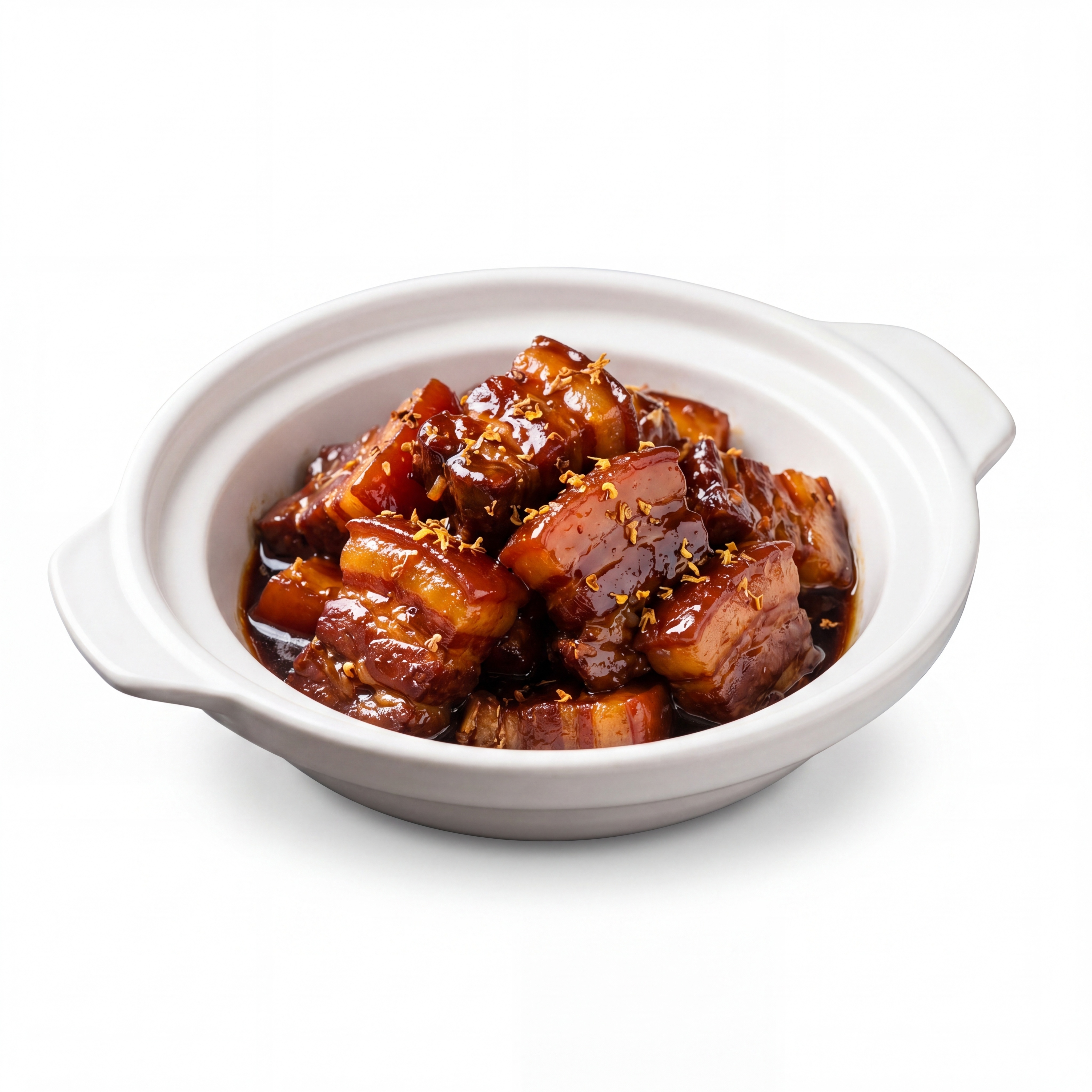 产品精修，只提取桂花红烧肉，将其放置在纯白背景上，专业商业棚拍… - 图片创意预览