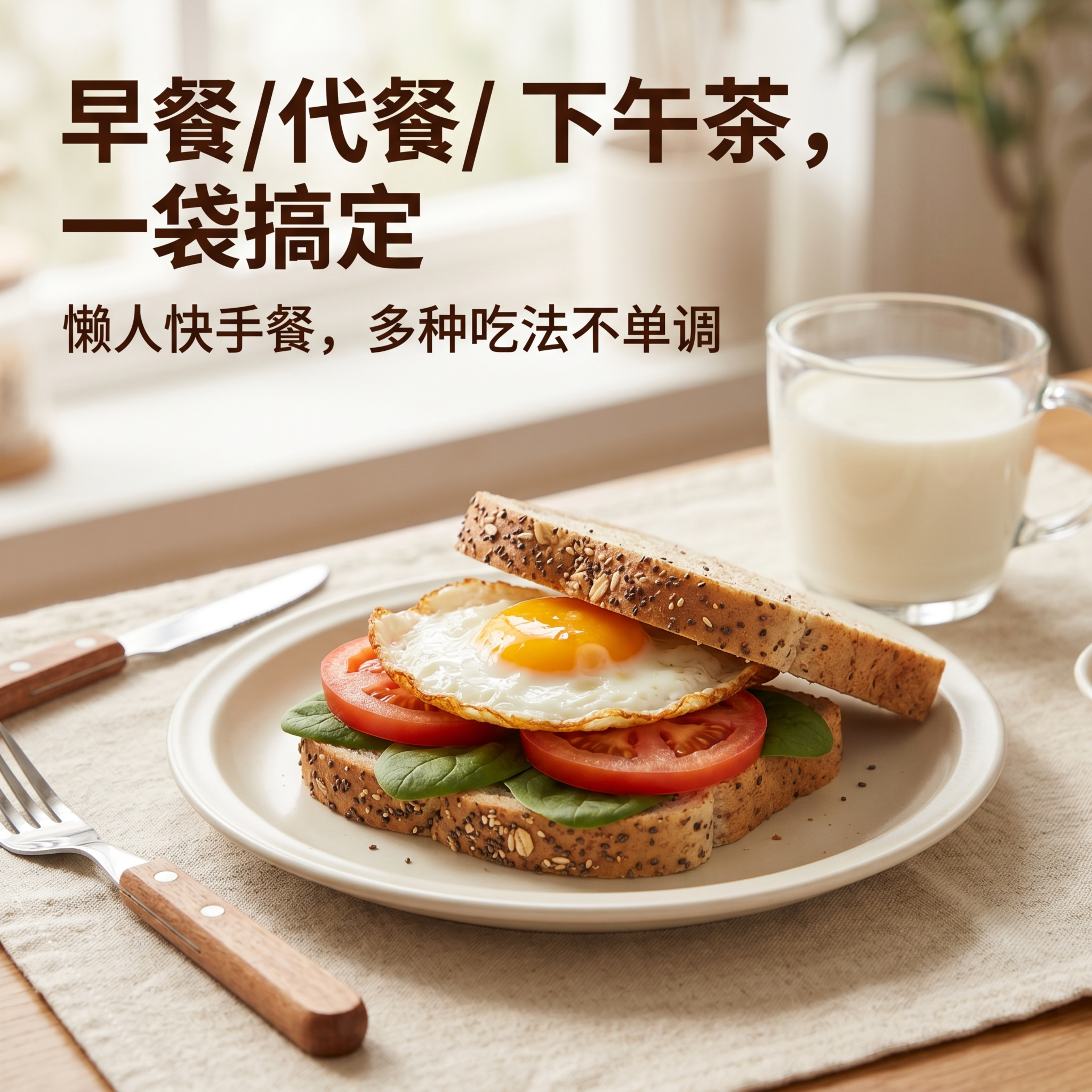 [主图-10] 多场景食用场景图，吐司切片搭配煎蛋、番茄片做成… - 图片创意预览