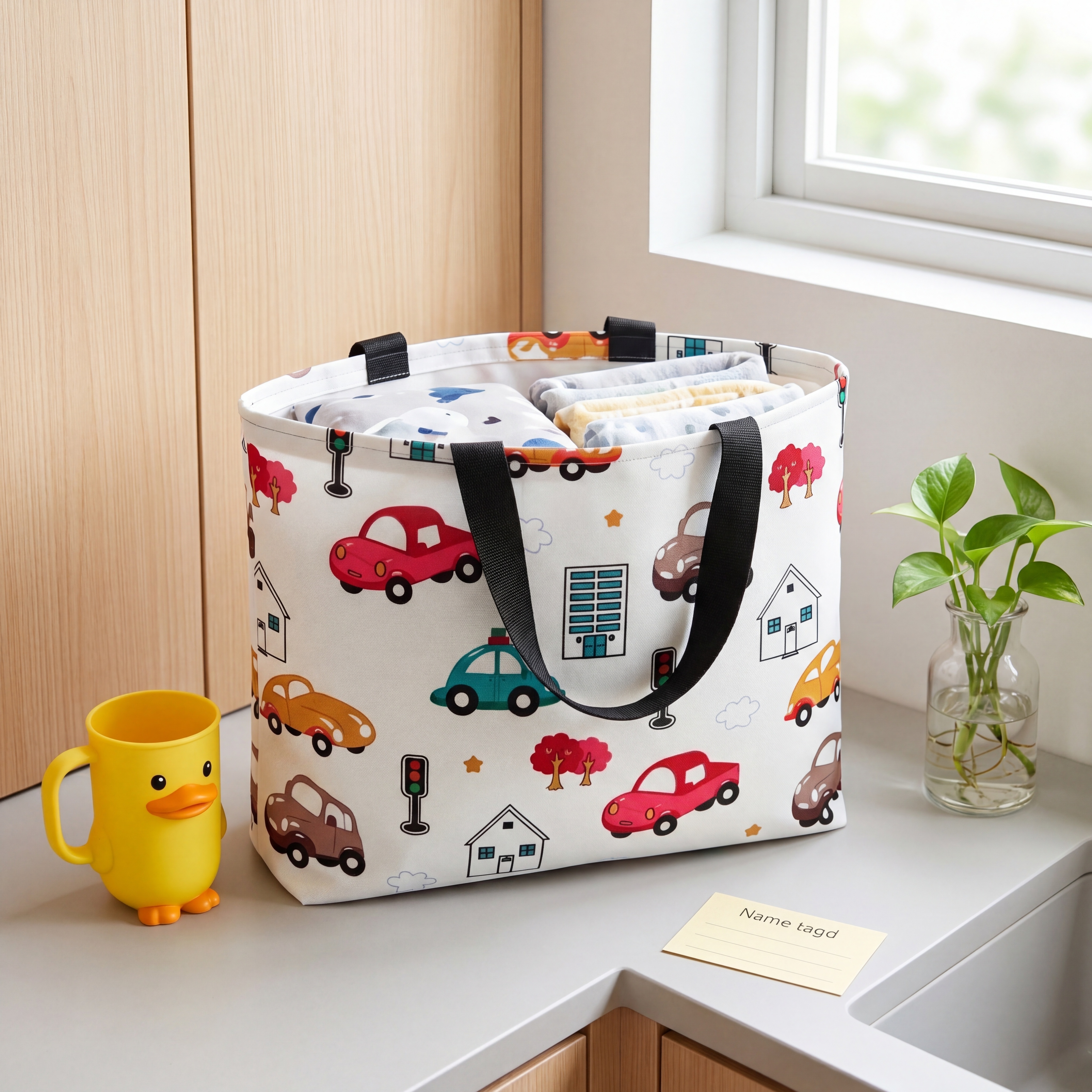 超写实温馨家居场景摄影。 主体：收纳袋严格参照上传产品图，完整… - 图片创意预览
