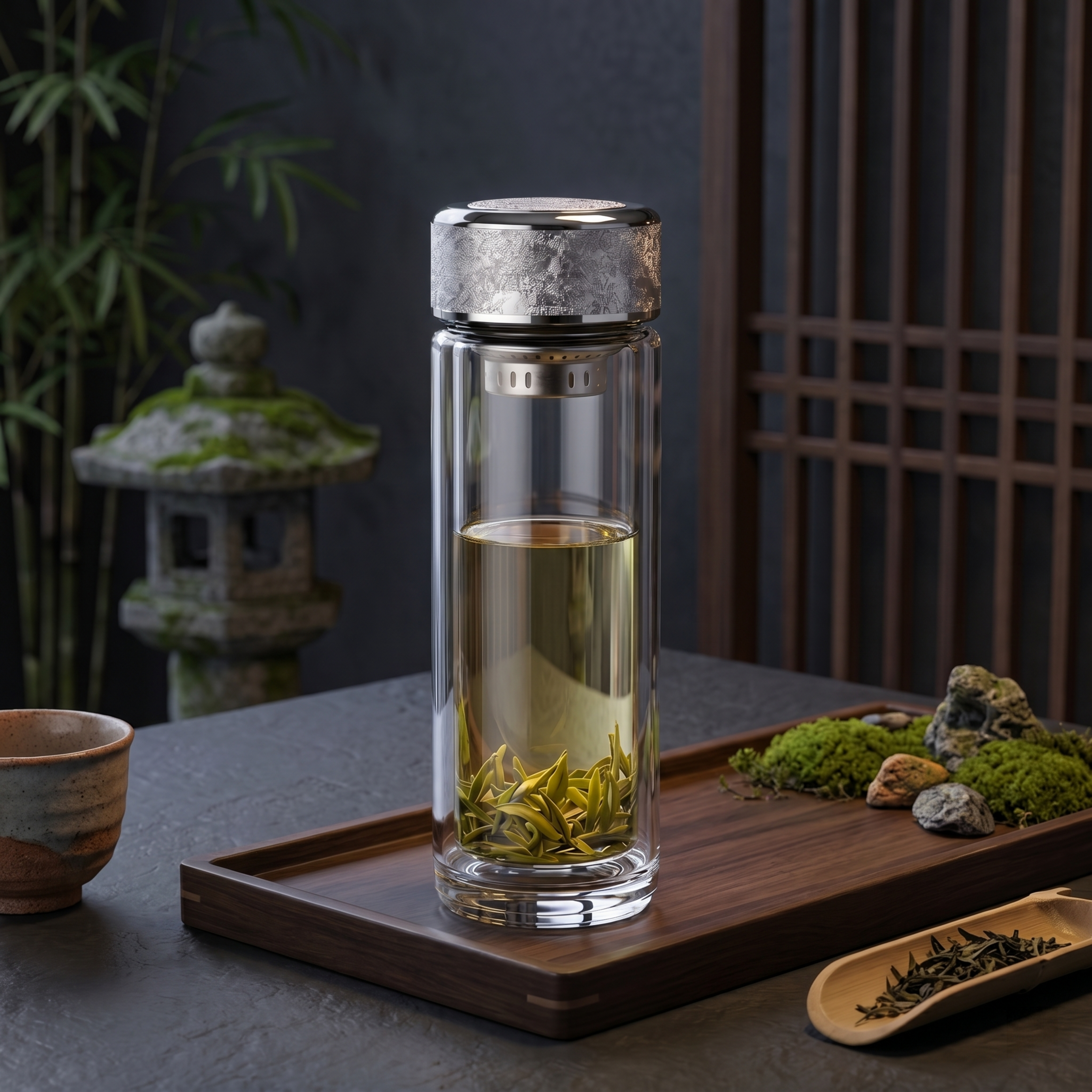 暗色系典雅中式茶室商业摄影，大师级布光调色，超写实质感。 主体… - 图片创意预览