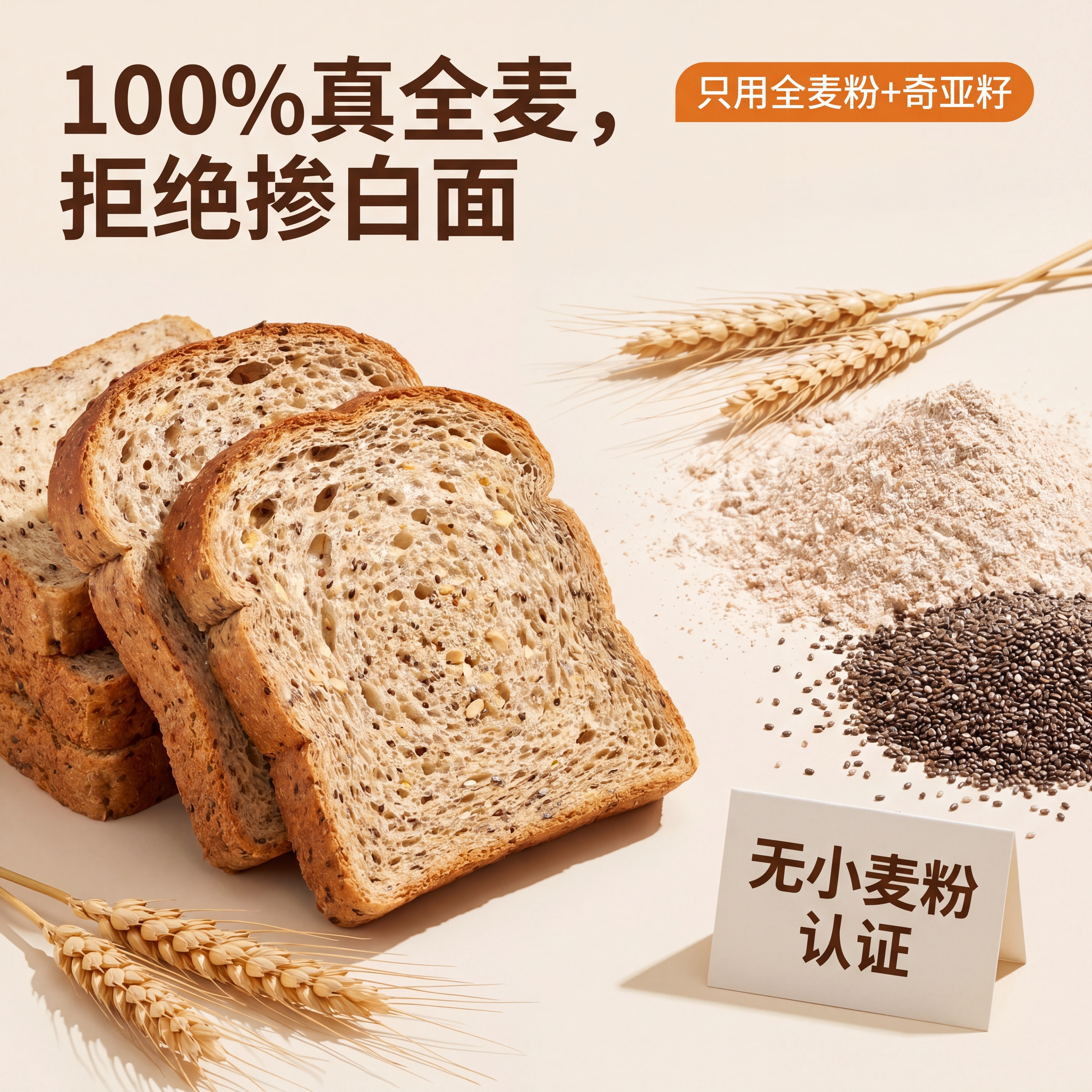 [主图-2] 原料溯源信任图，吐司切片旁平铺完整全麦粉+原生奇… - 图片创意预览