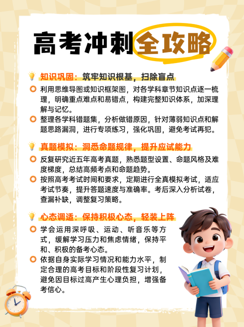 3d卡通高考冲刺全攻略知识分享小红书封面预览效果