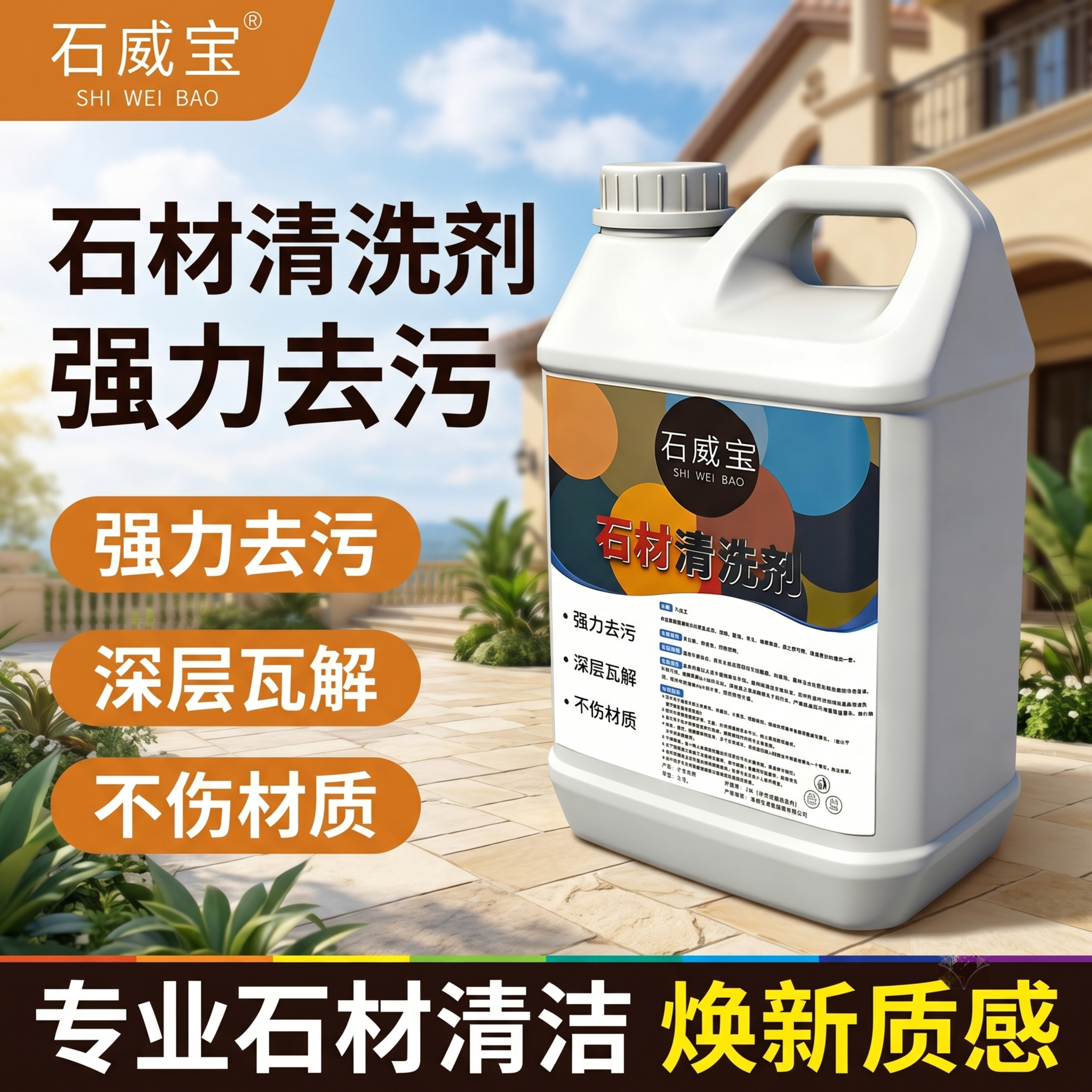 [单张主图] 石材清洗剂，爆款促销感主图，高饱和度促销风电商商… - 图片创意预览
