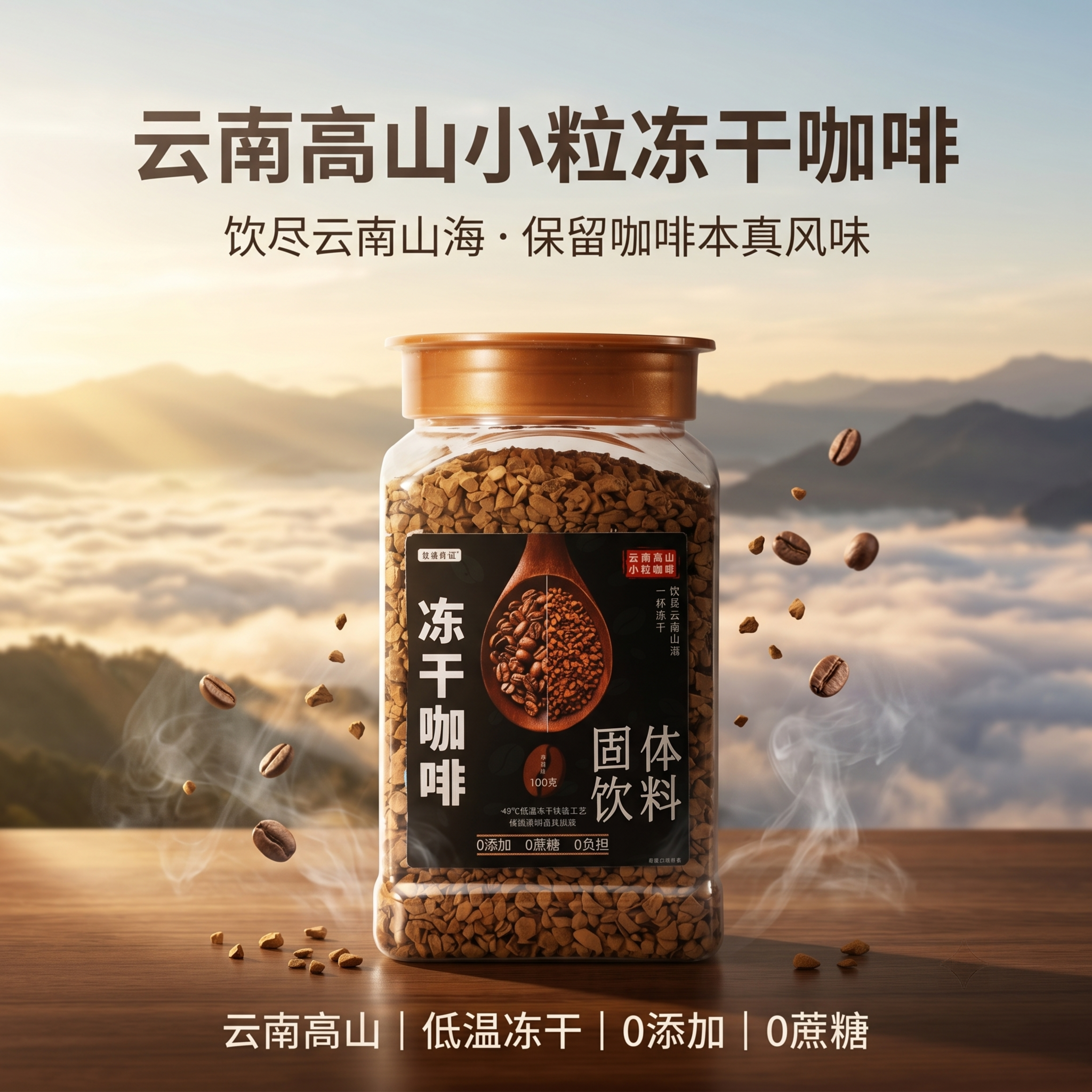 [单张主图] 云南高山小粒冻干咖啡，高级氛围感主图，打造高端新… - 图片创意预览
