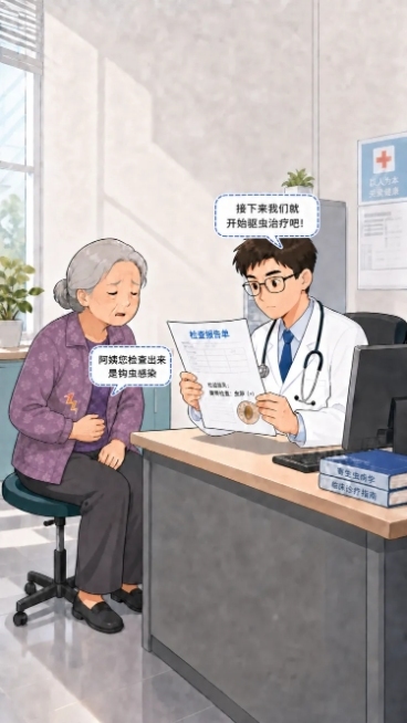 将图中阿婆的紫色外套样式和花纹调整为参考图https://57中阿婆的外套，保持人物姿势、位置、所有文字内容和其余背景不变，延续写实漫画风格统一预览效果