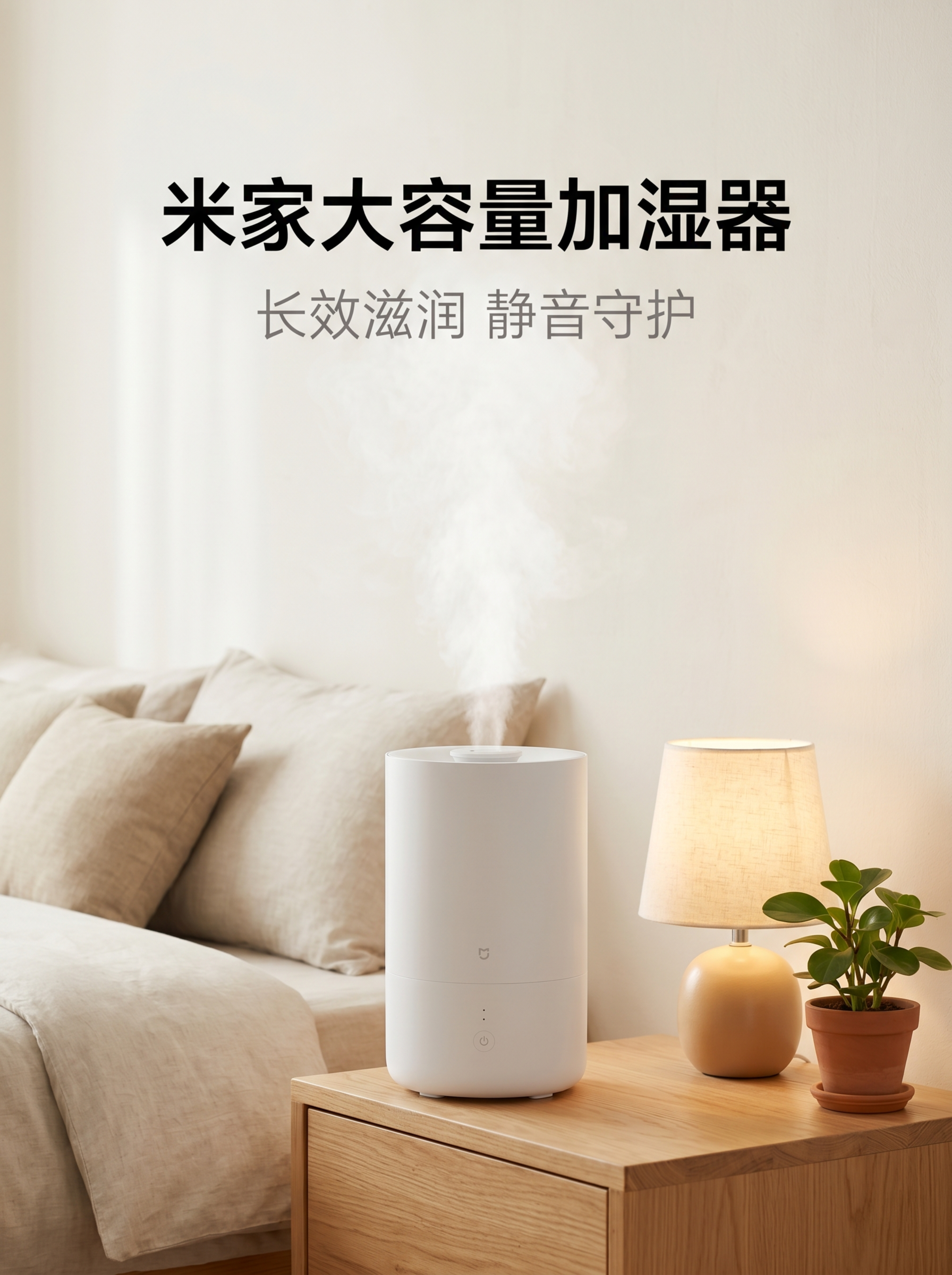 第 1 屏（首屏主 KV） 主文案：米家大容量加湿器 副文案：… - 图片创意预览