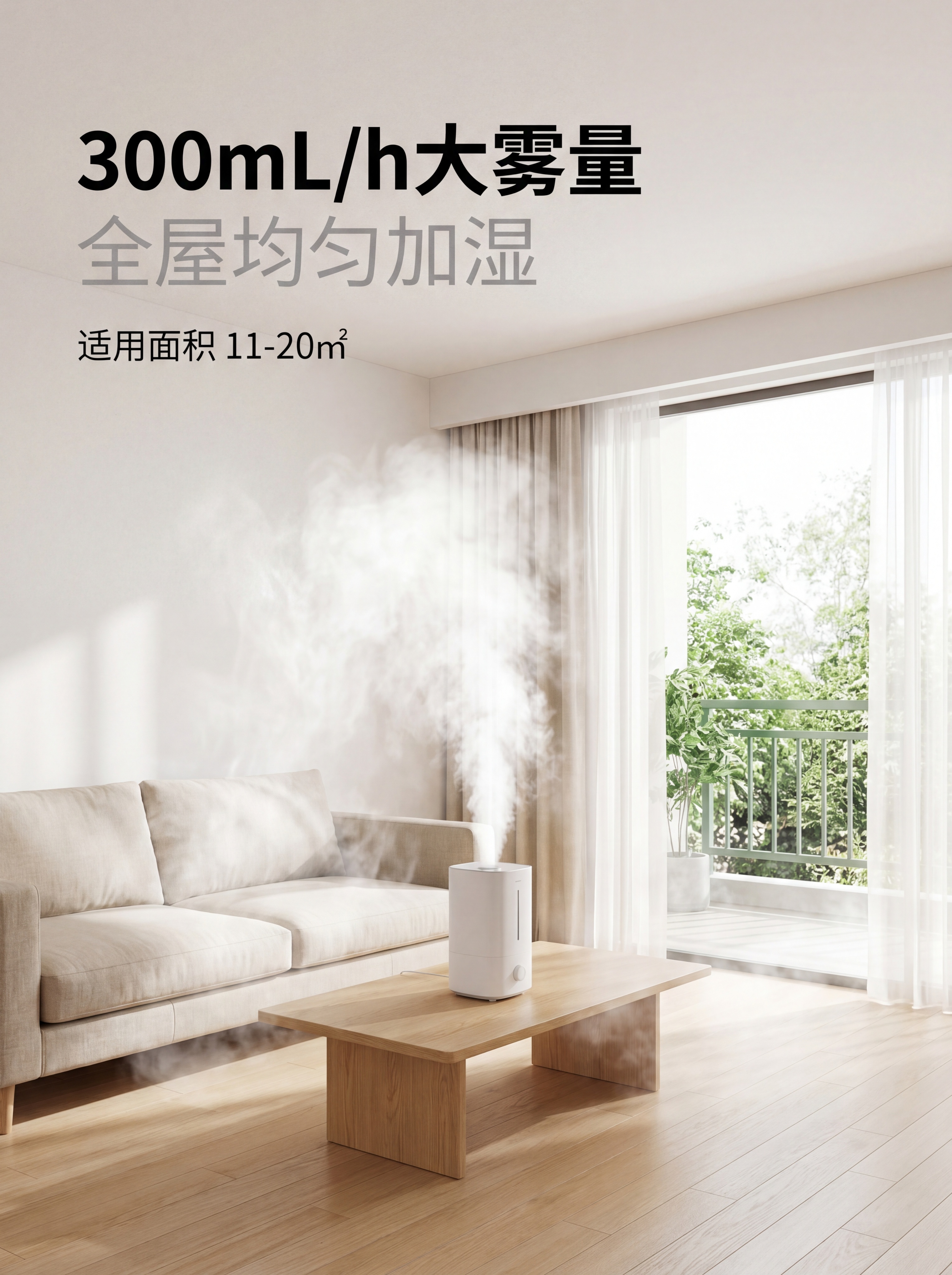 第 1 屏（首屏主 KV） 主文案：米家大容量加湿器 副文案：… - 图片创意预览