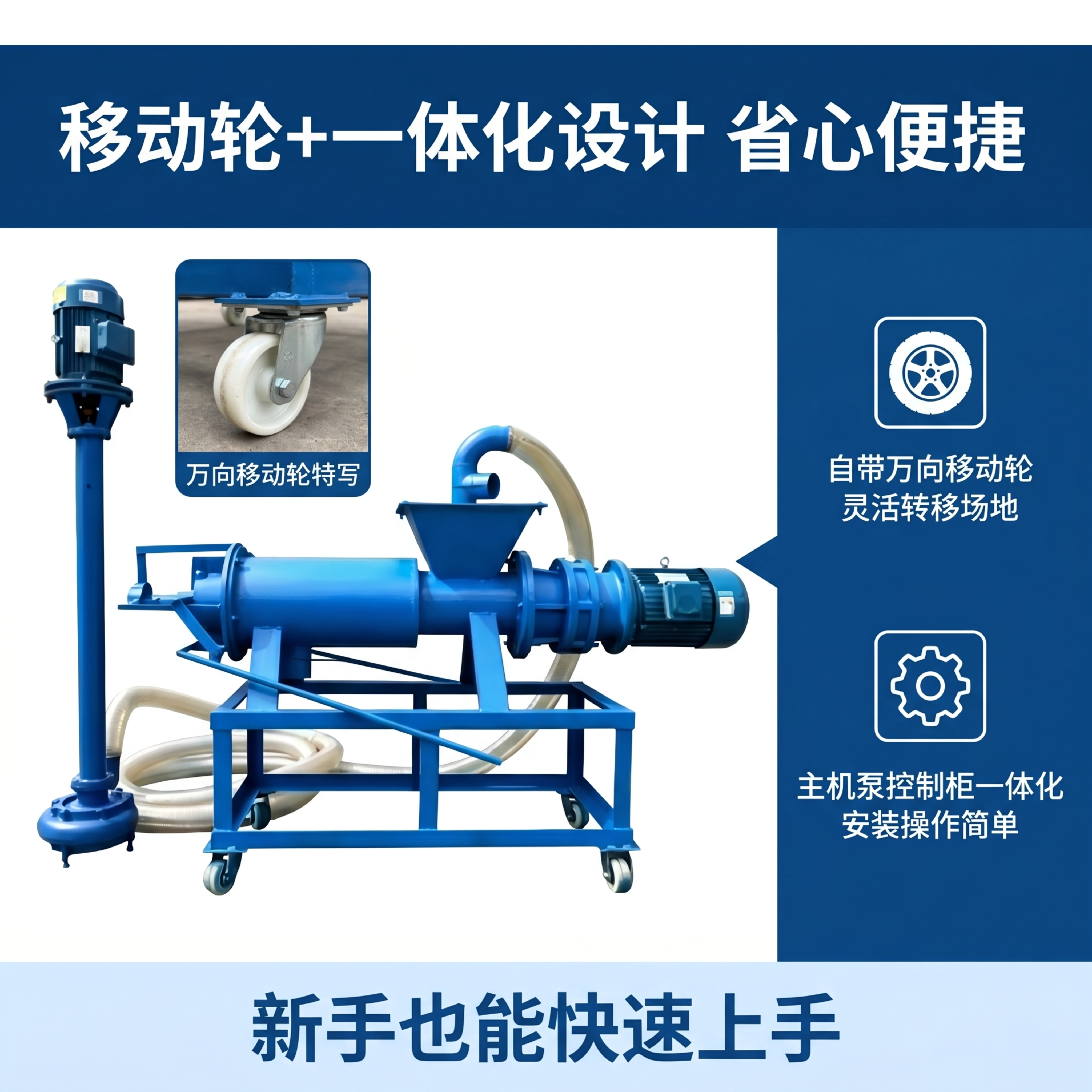 [主图-4] 固液分离机移动一体化设计卖点页，卖点：移动轮 +… - 图片创意预览