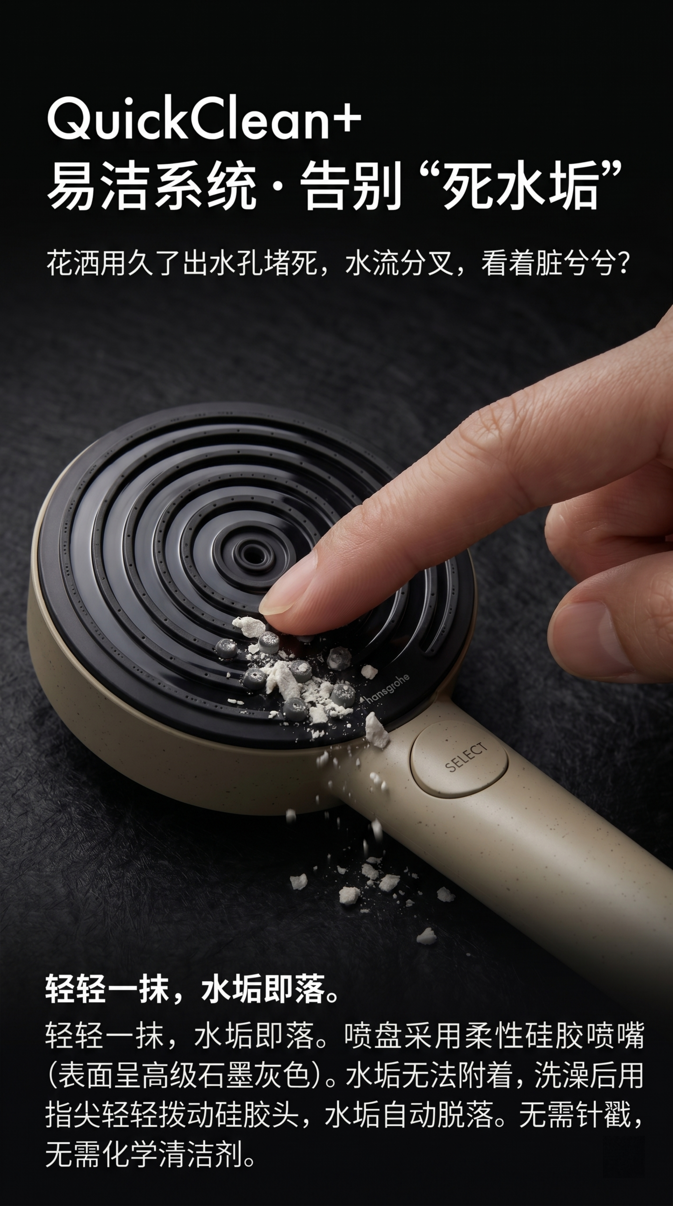 手持花洒，严格参照上传的第二张产品图，完整保留所有可见组件、部… - 图片创意预览