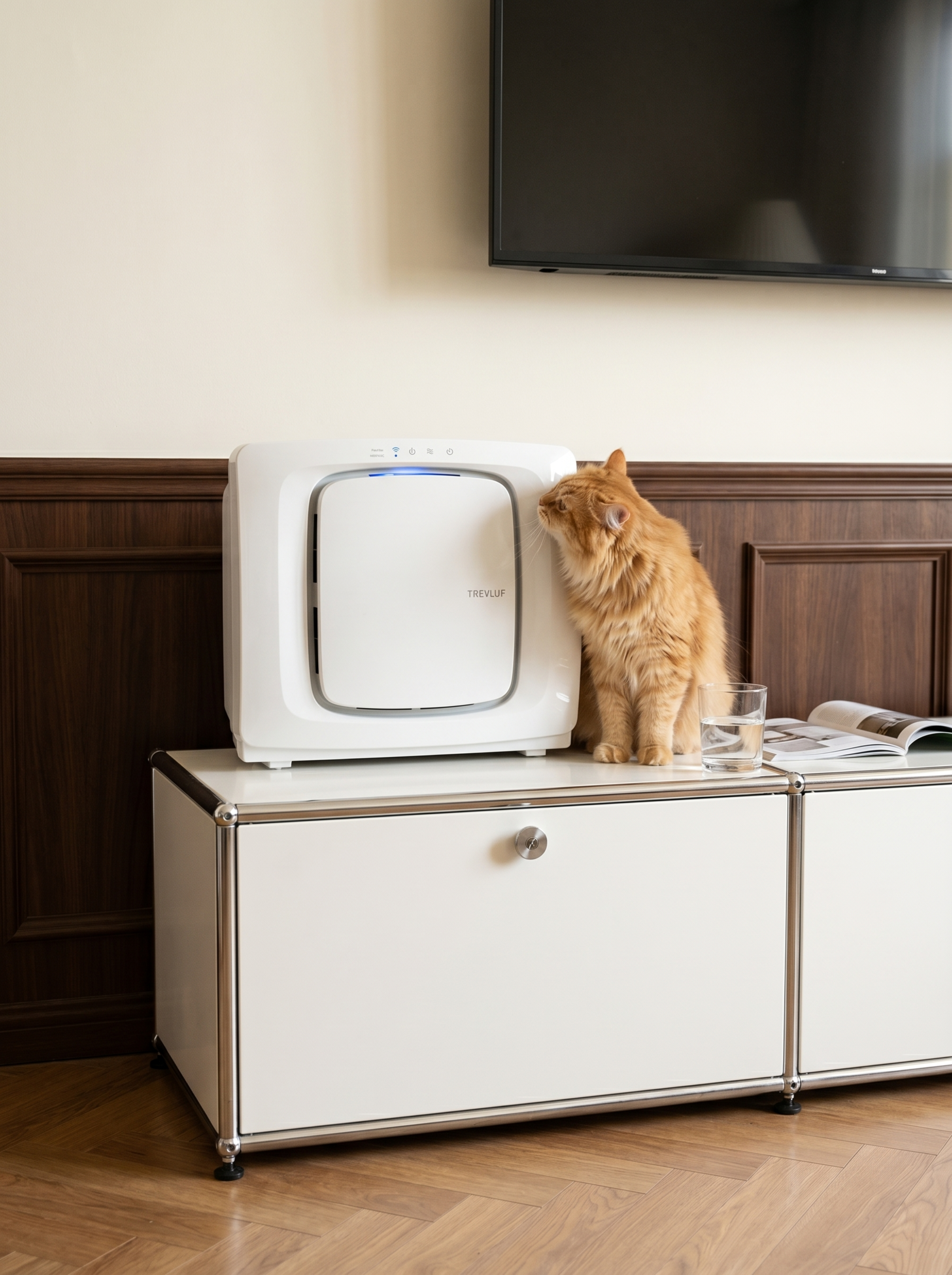 ins风极简家居摄影，主体是一台复古电视机造型的白色TREVL… - 图片创意预览