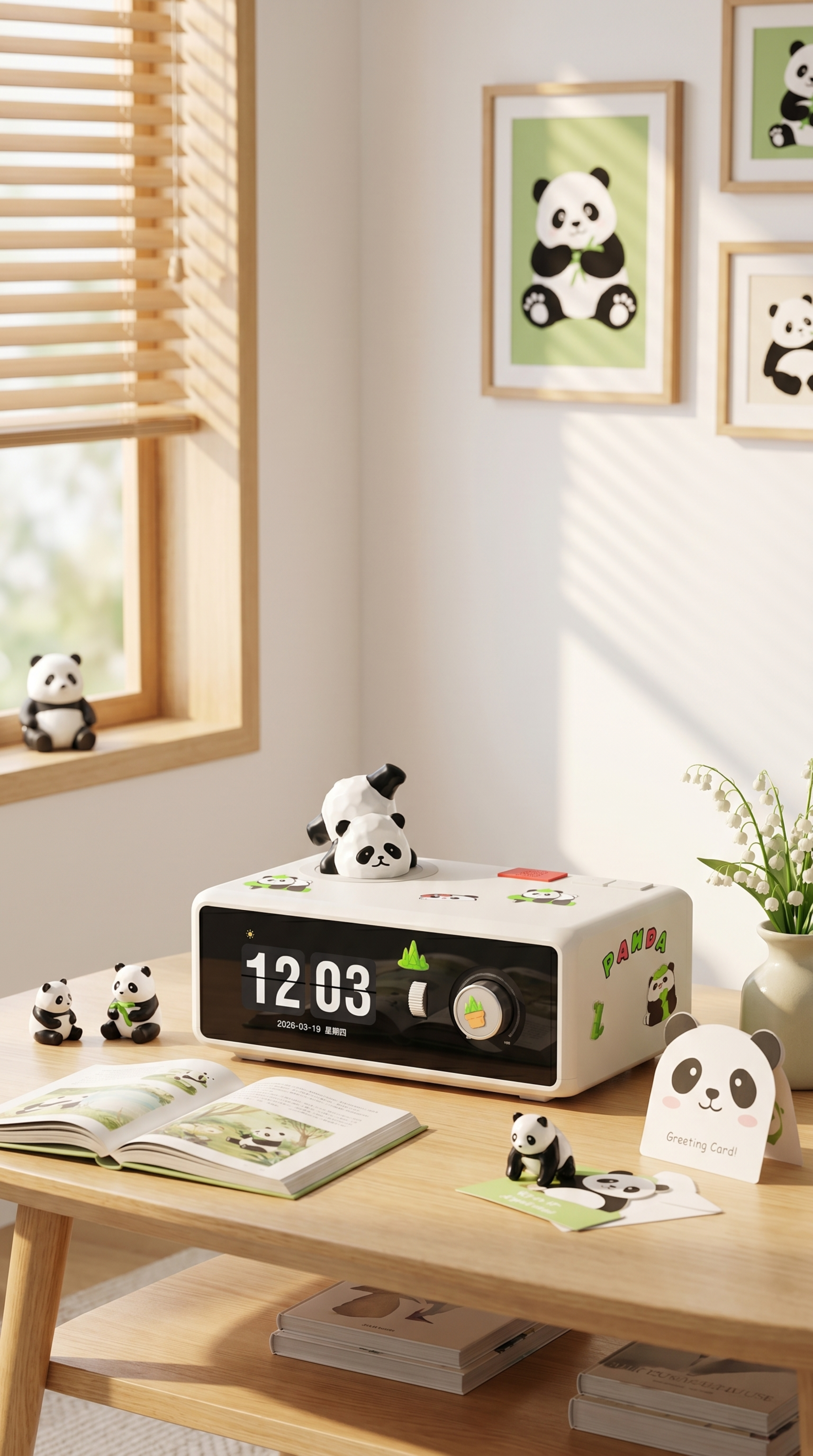 超写实数码产品场景摄影。 主体：音箱闹钟严格参照上传产品图，完… - 图片创意预览