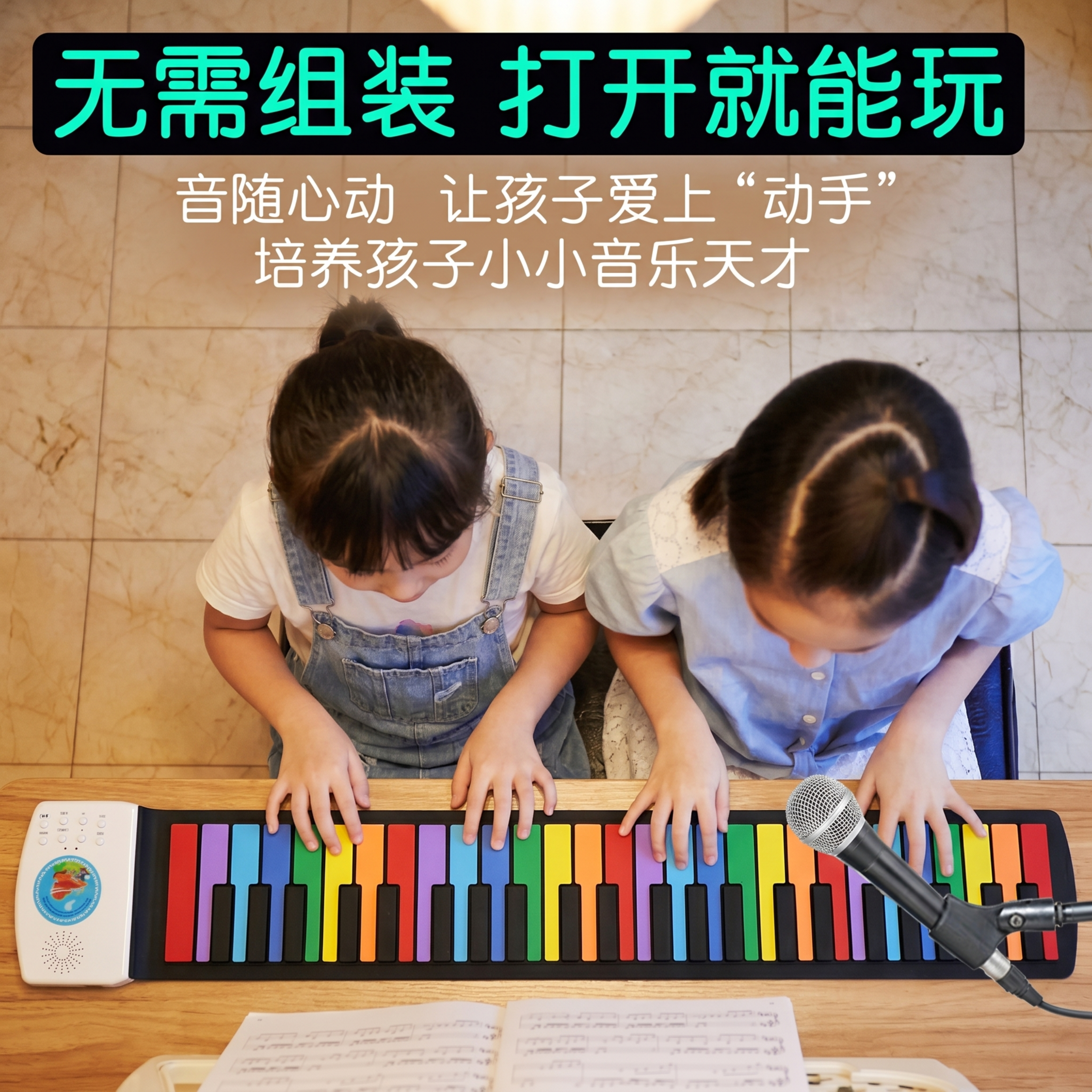 手卷钢琴，严格参照上传产品图image1、image2，完整保… - 图片创意预览