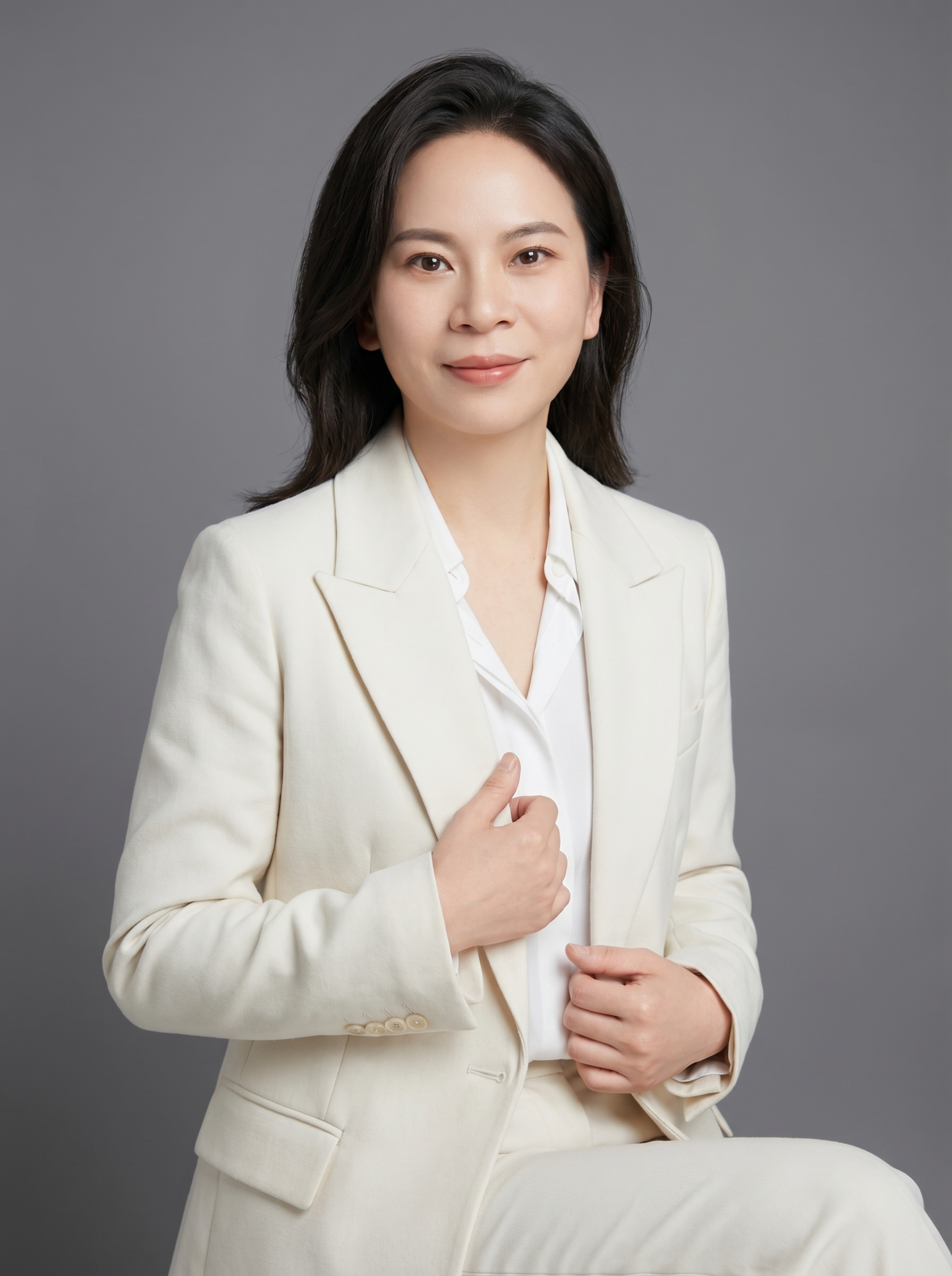 参考图中保留人物脸型、发型、年龄等特征生成职场形象照,标准焦段… - 图片创意预览