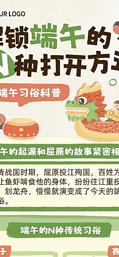 端午节节日习俗科普手绘清新风长图海报