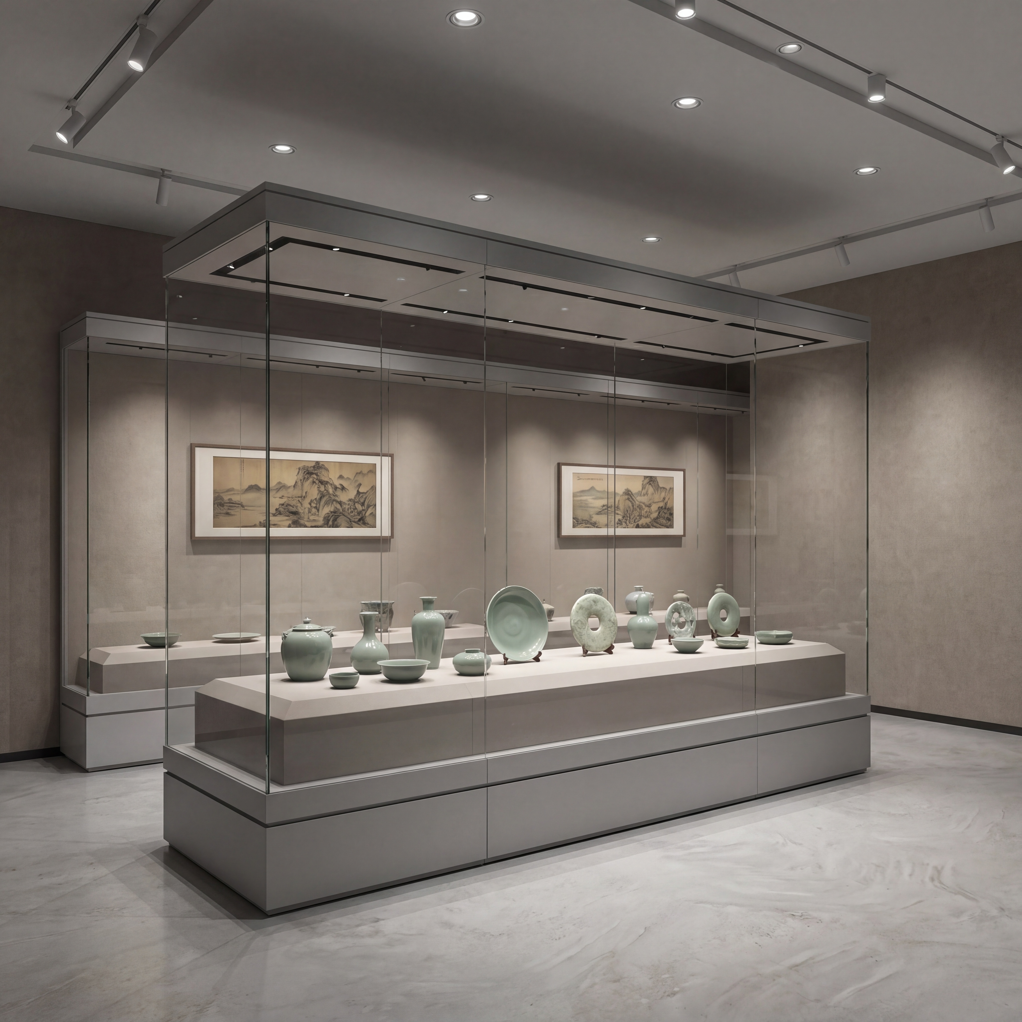 博物馆通柜展示柜，严格参照上传产品图（image1），完整保留… - 图片创意预览