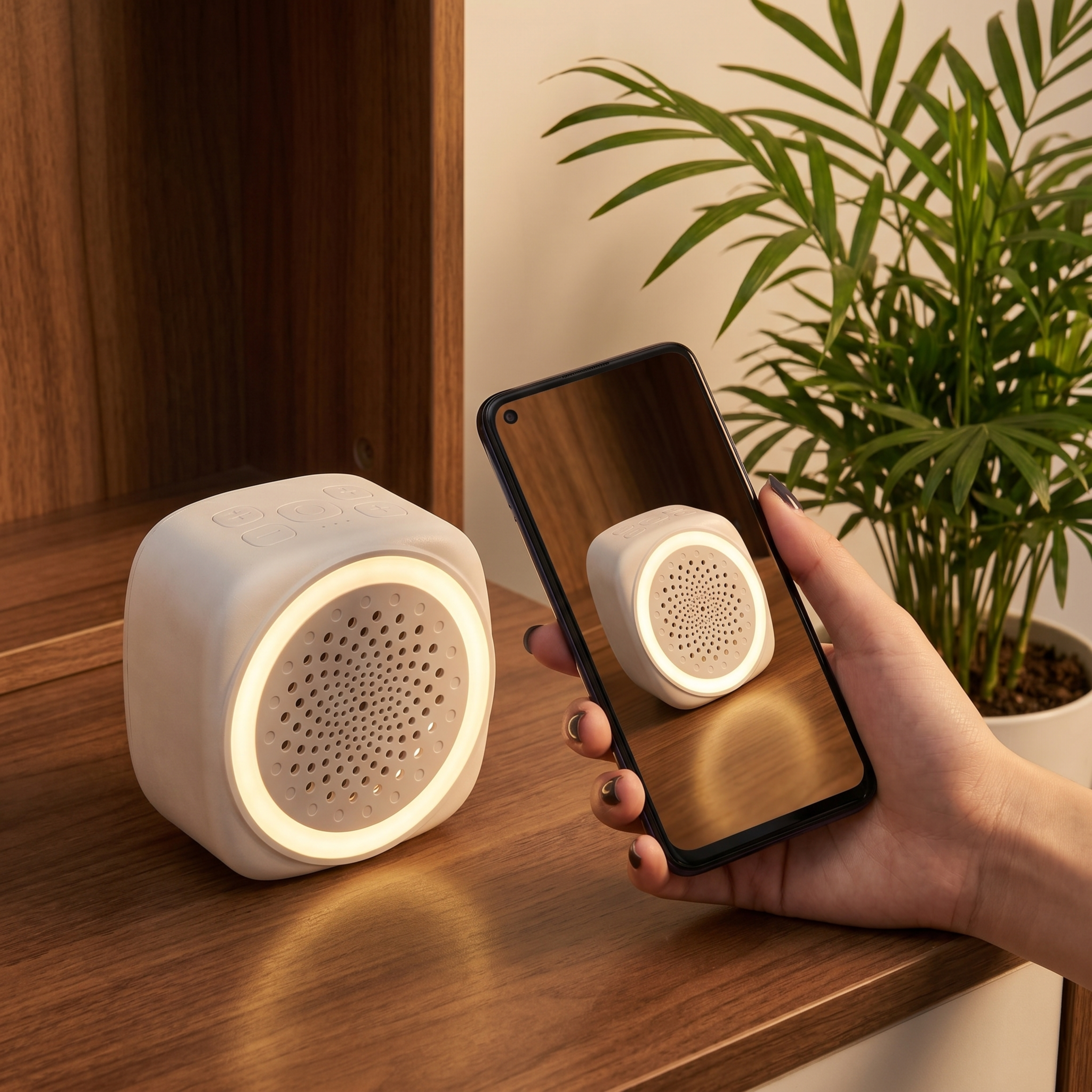 白噪音助眠音箱，严格参照上传产品图https://gdesig… - 图片创意预览