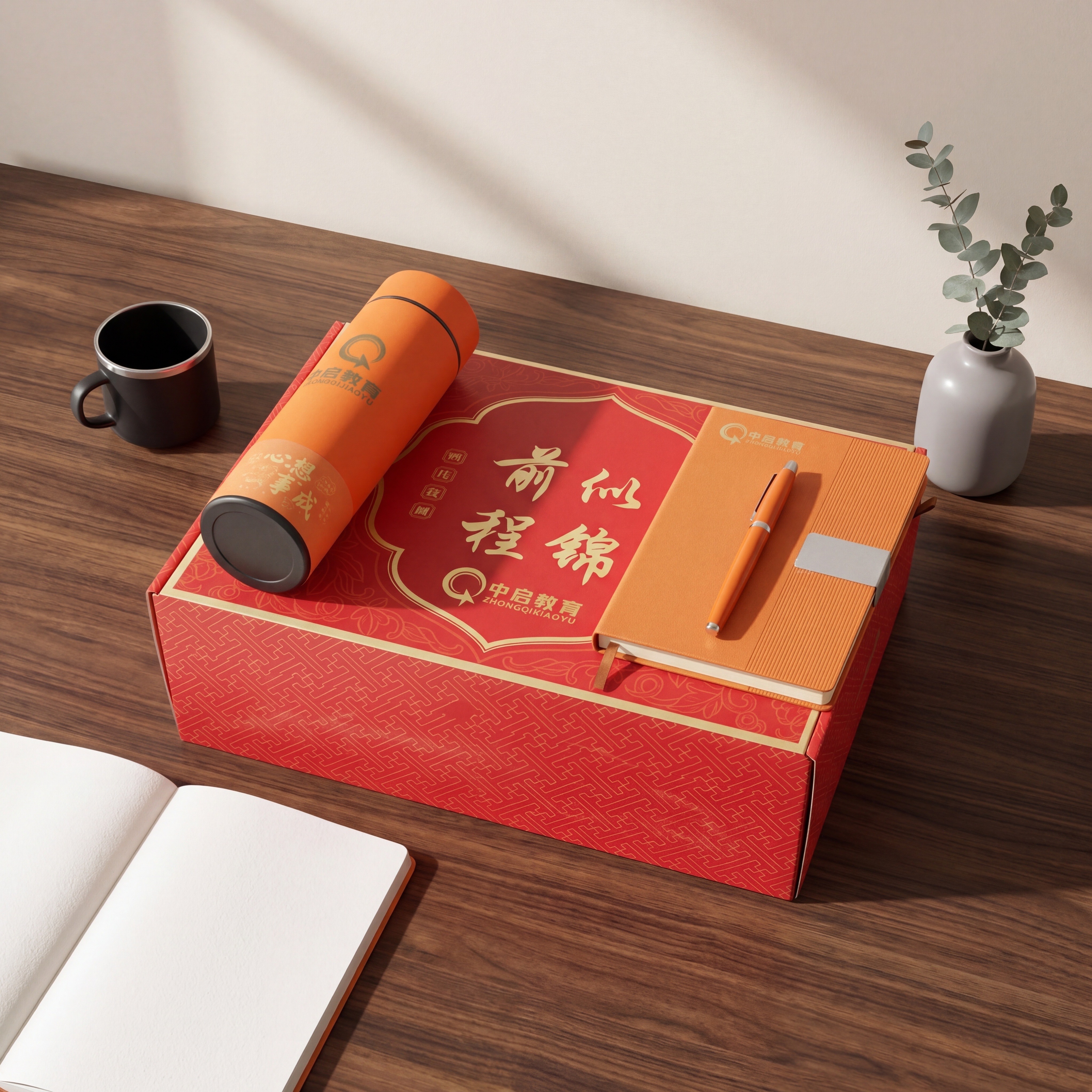 超写实商业产品摄影 主体：企业礼品套装严格参照上传产品图，完整… - 图片创意预览